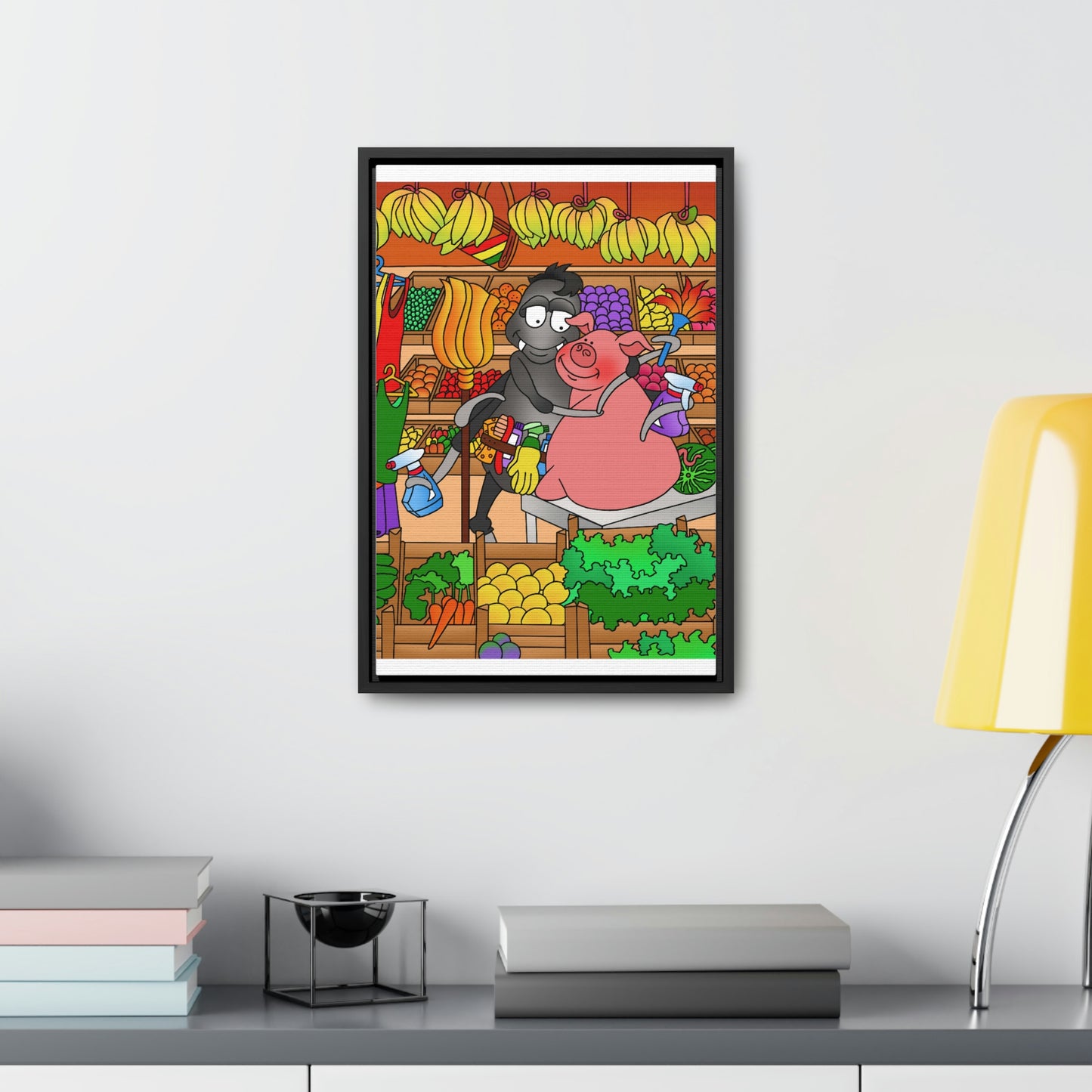 Anansi and the Market Pig Gallery Canvas Wraps, Vertical Frame