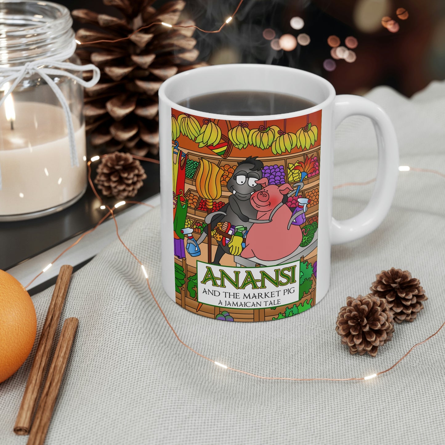 Anansi and the Market Pig Ceramic Mug 11oz