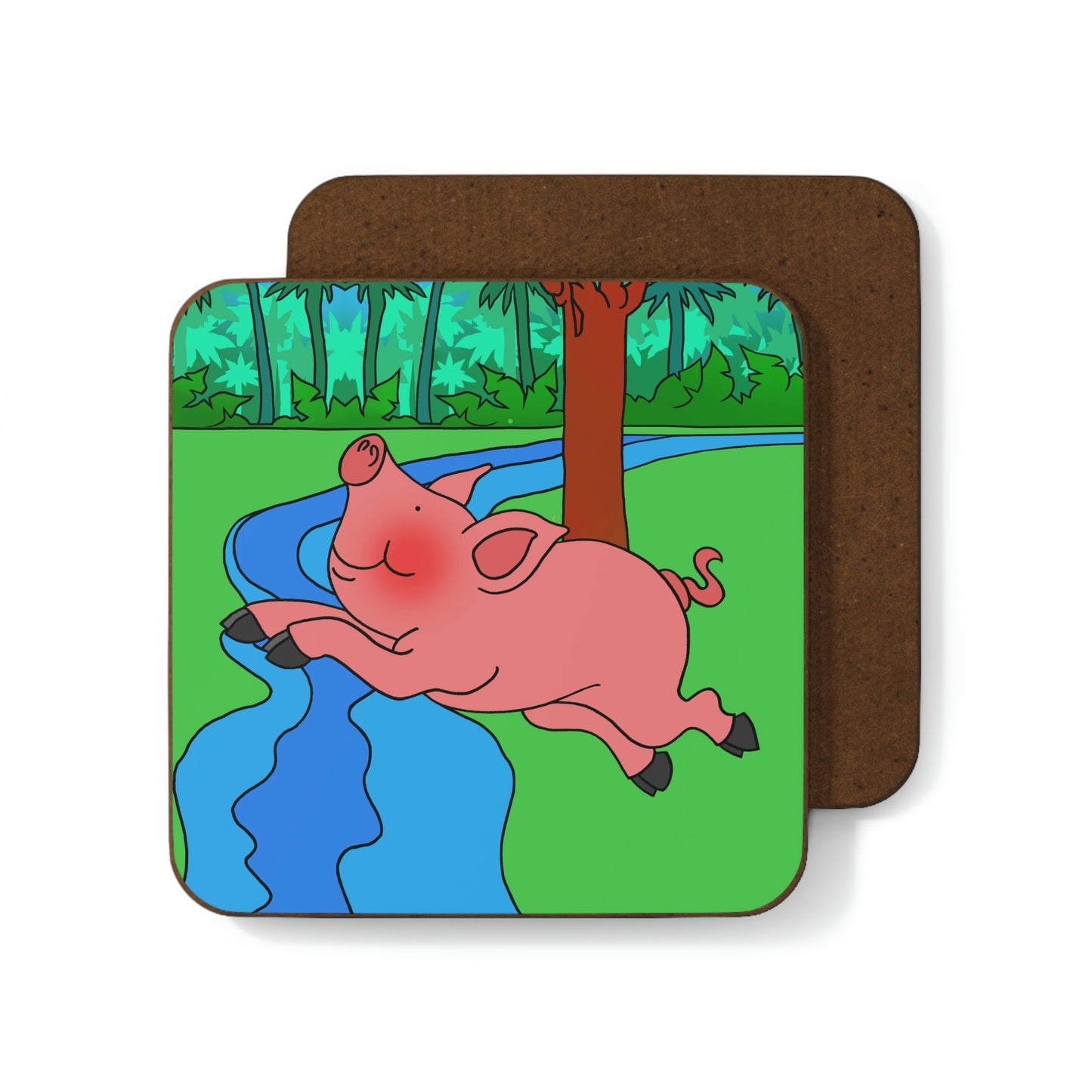 Anansi and the Market Pig! Hardboard Back Coaster