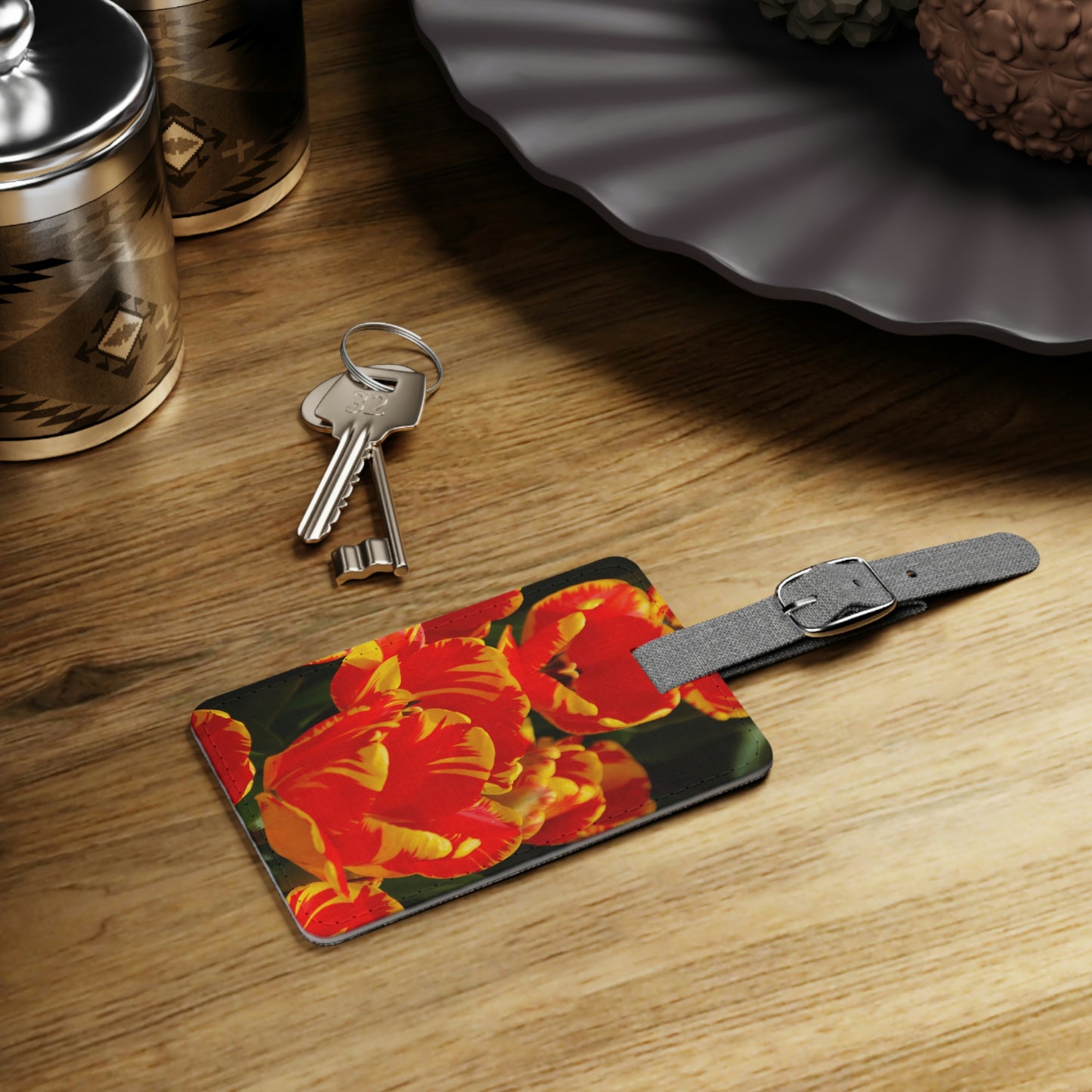 Flowers 19 Saffiano Polyester Luggage Tag, Rectangle