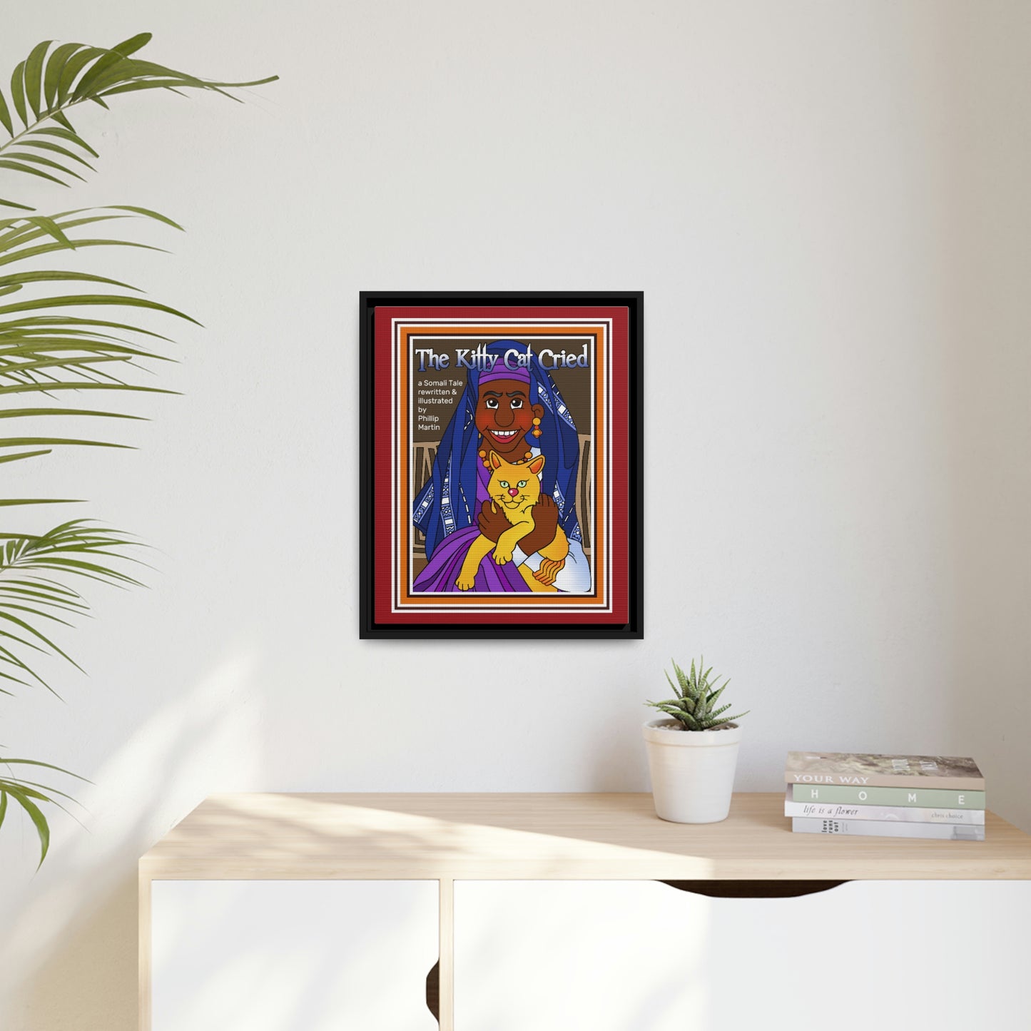 The Kitty Cat Cried Matte Canvas, Black Frame