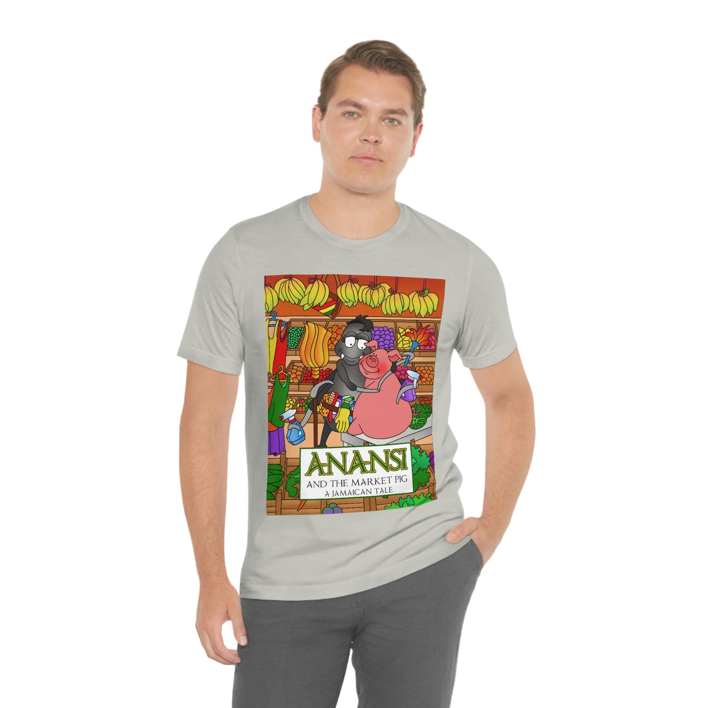 Anansi and the Market Pig Unisex Jersey Short Sleeve Tee
