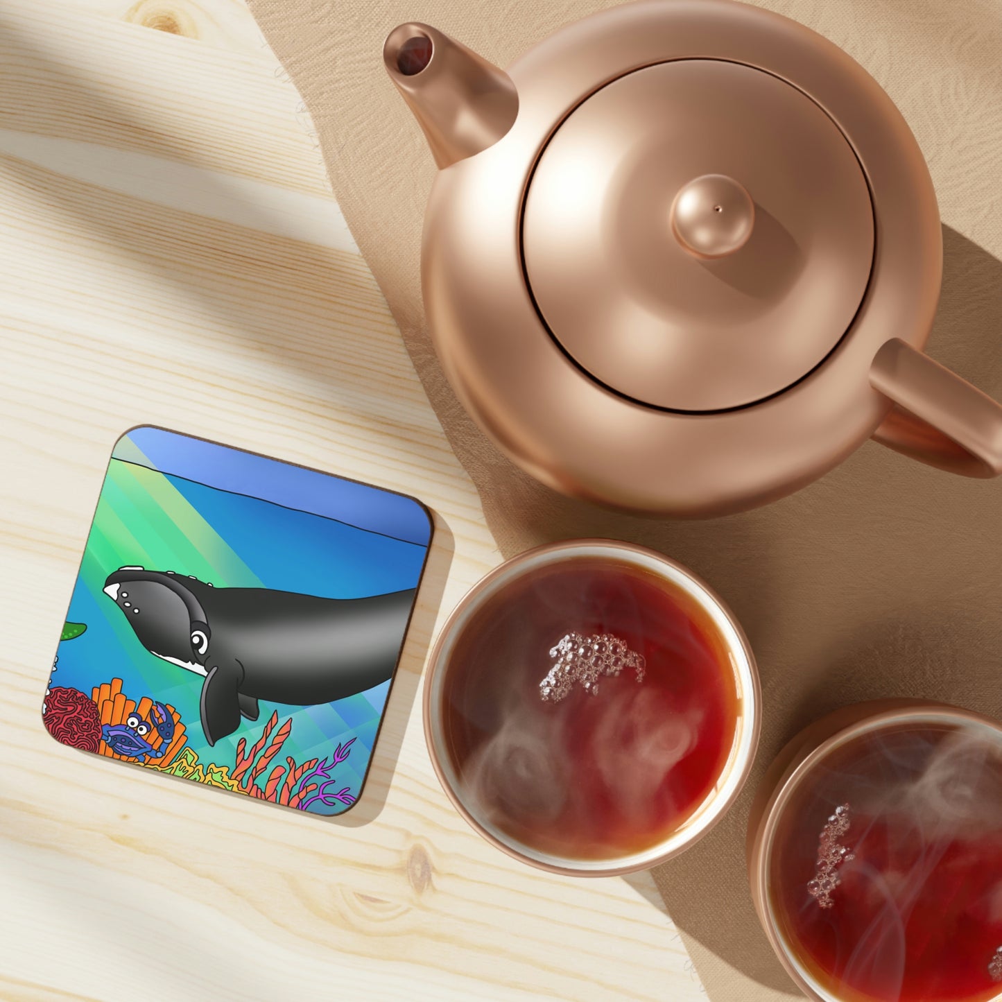 Gray Whale Hardboard Back Coaster
