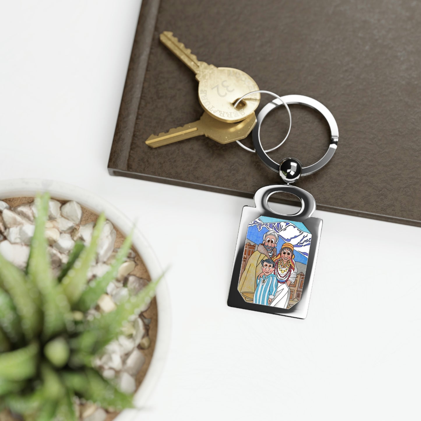 The Stone at the Door Rectangle Photo Keyring
