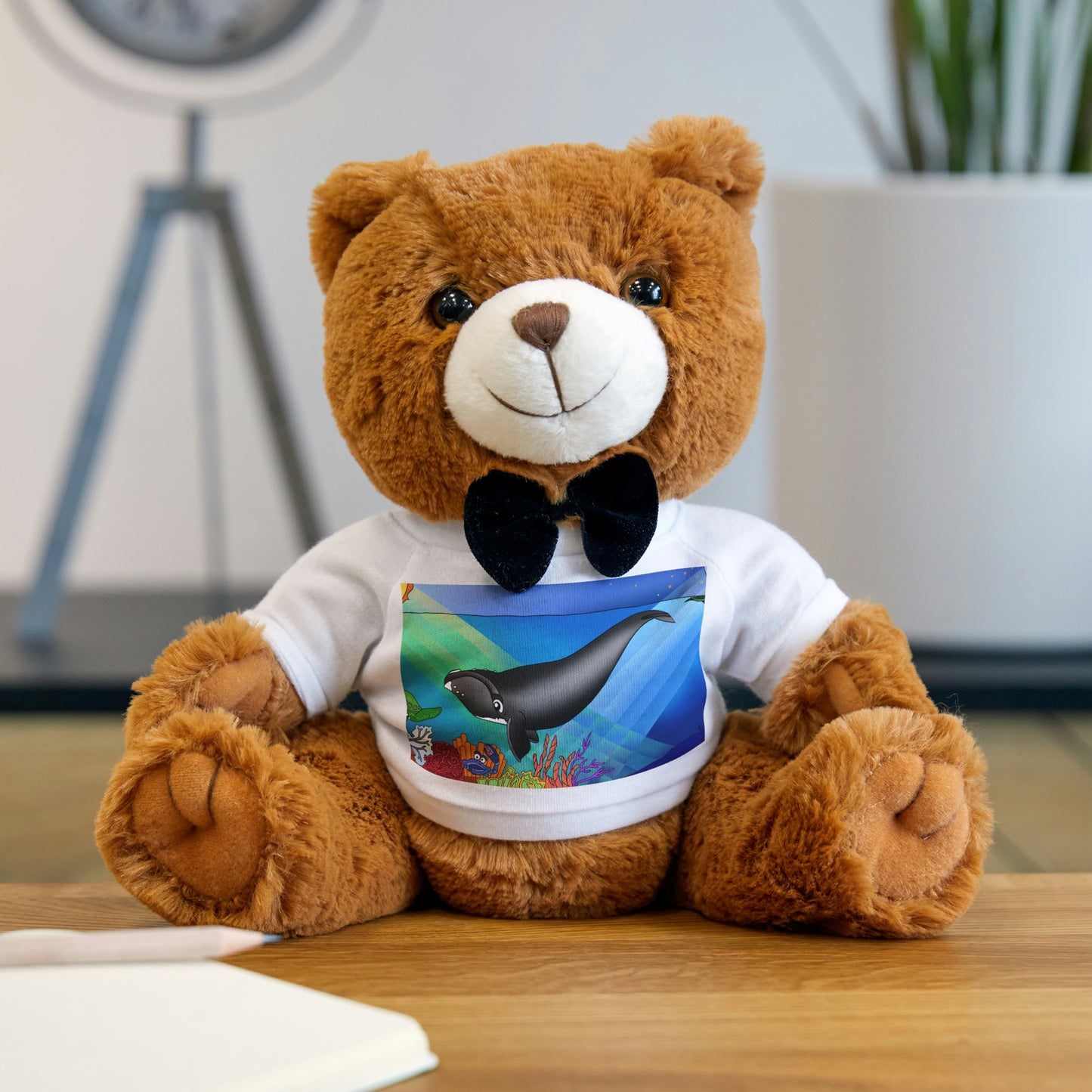 Gray Whale Teddy Bear with T-Shirt