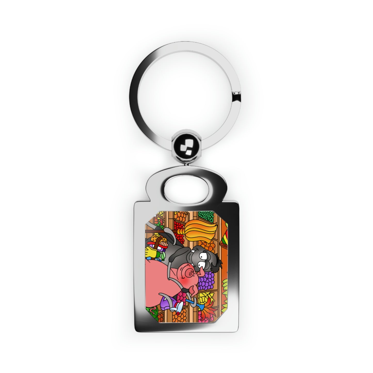 Anansi and the Market Pig Rectangle Photo Keyring