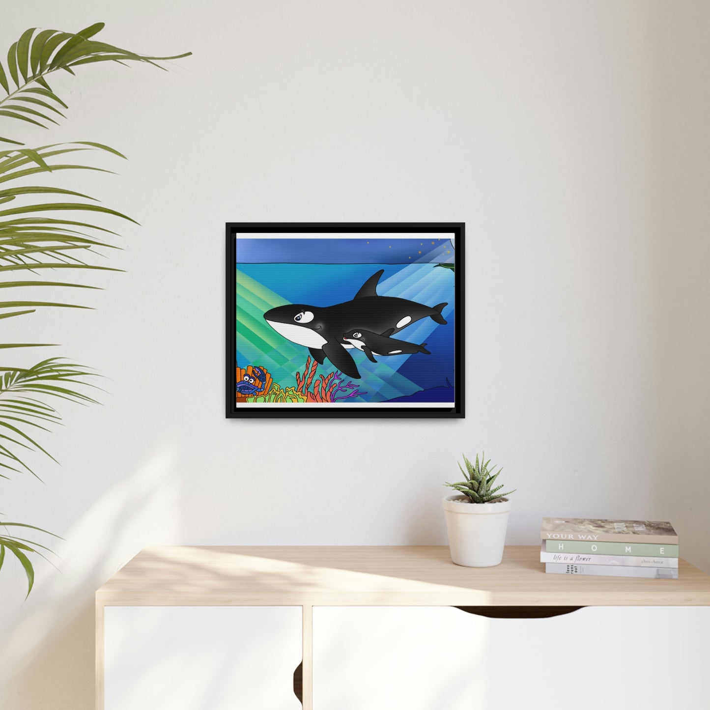 Orcas Matte Canvas, Black Frame