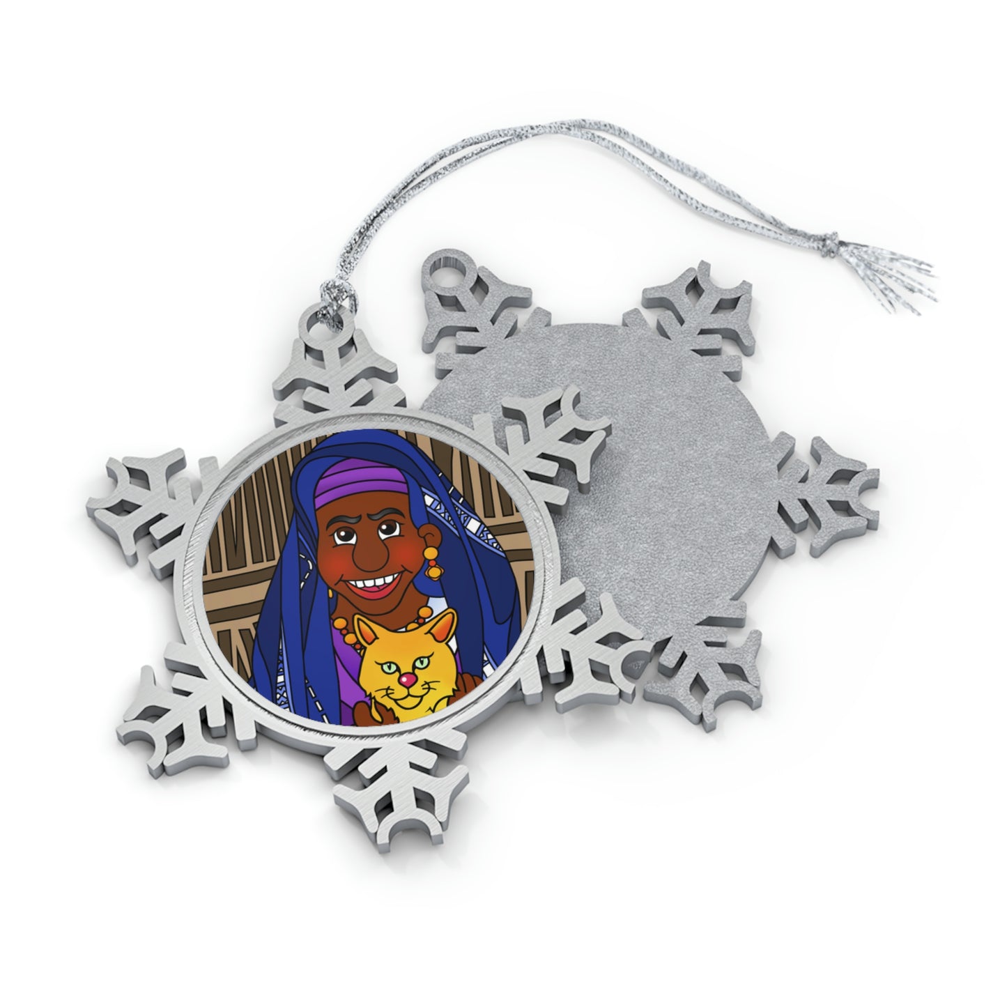 The Kitty Cat Cried Pewter Snowflake Ornament