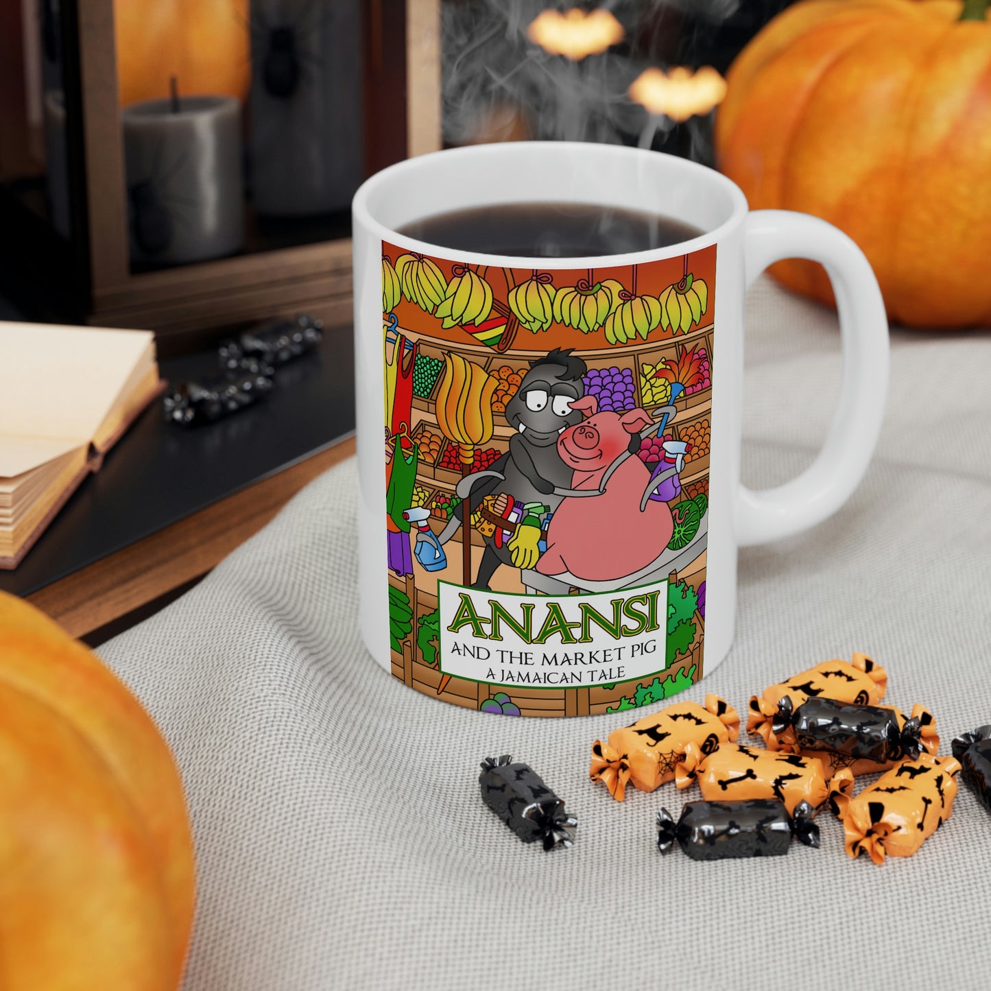 Anansi and the Market Pig Ceramic Mug 11oz