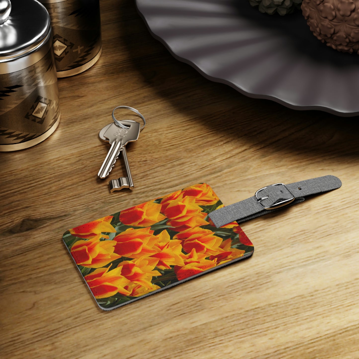 Flowers 18 Saffiano Polyester Luggage Tag, Rectangle