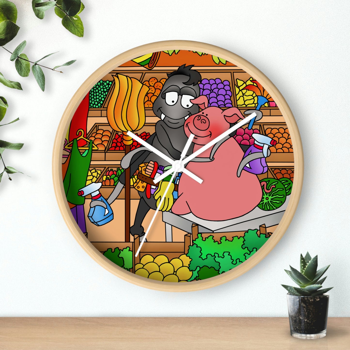 Anansi and the Market Pig Wall clock