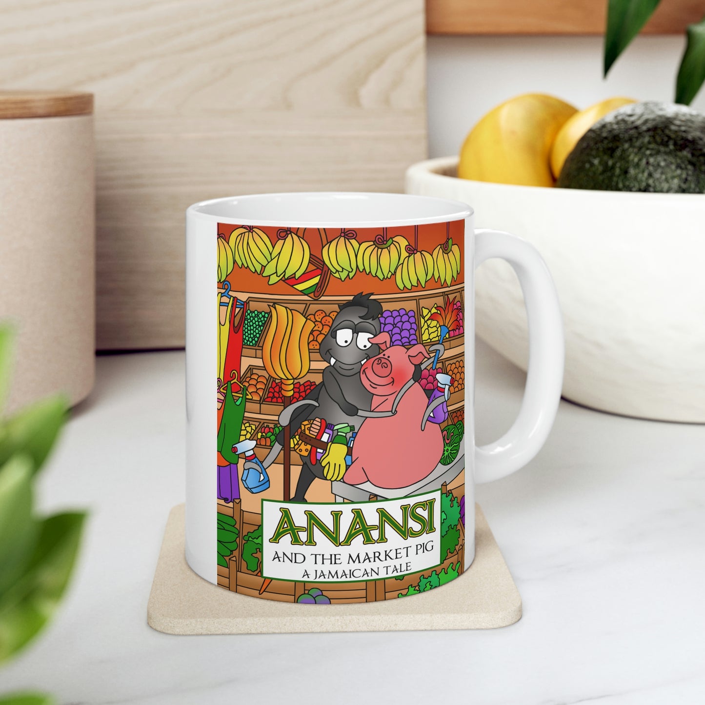 Anansi and the Market Pig Ceramic Mug 11oz