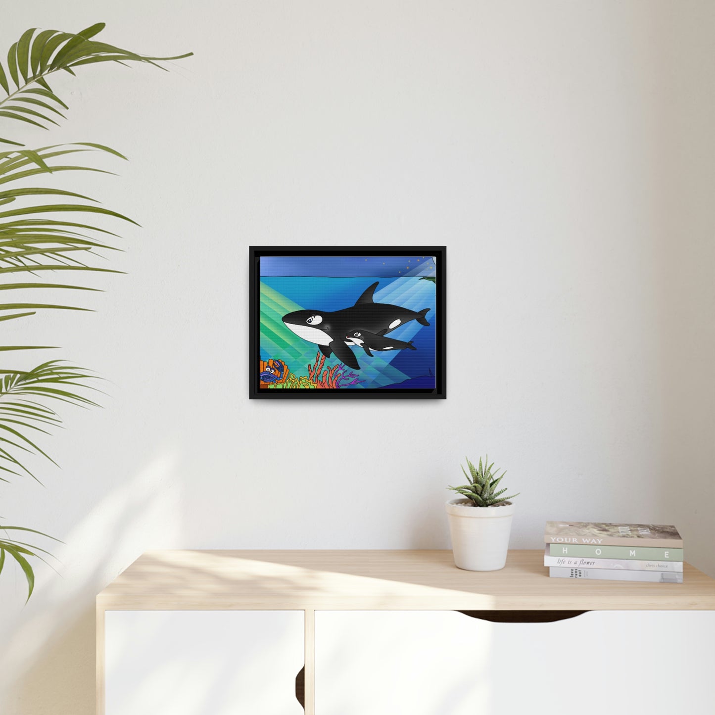 Orcas Matte Canvas, Black Frame