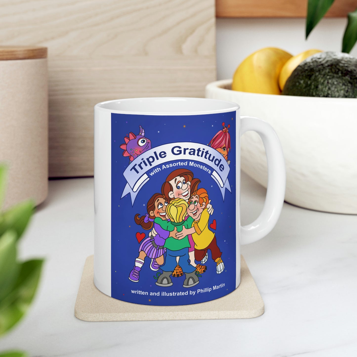 Triple Gratitude with Assorted Monsters Ceramic Mug 11oz