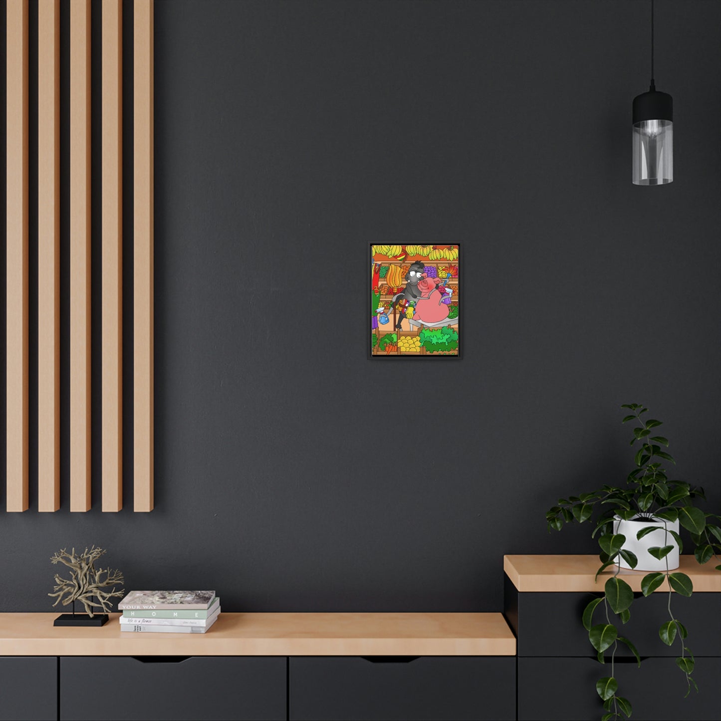 Anansi and the Market Pig Gallery Canvas Wraps, Vertical Frame