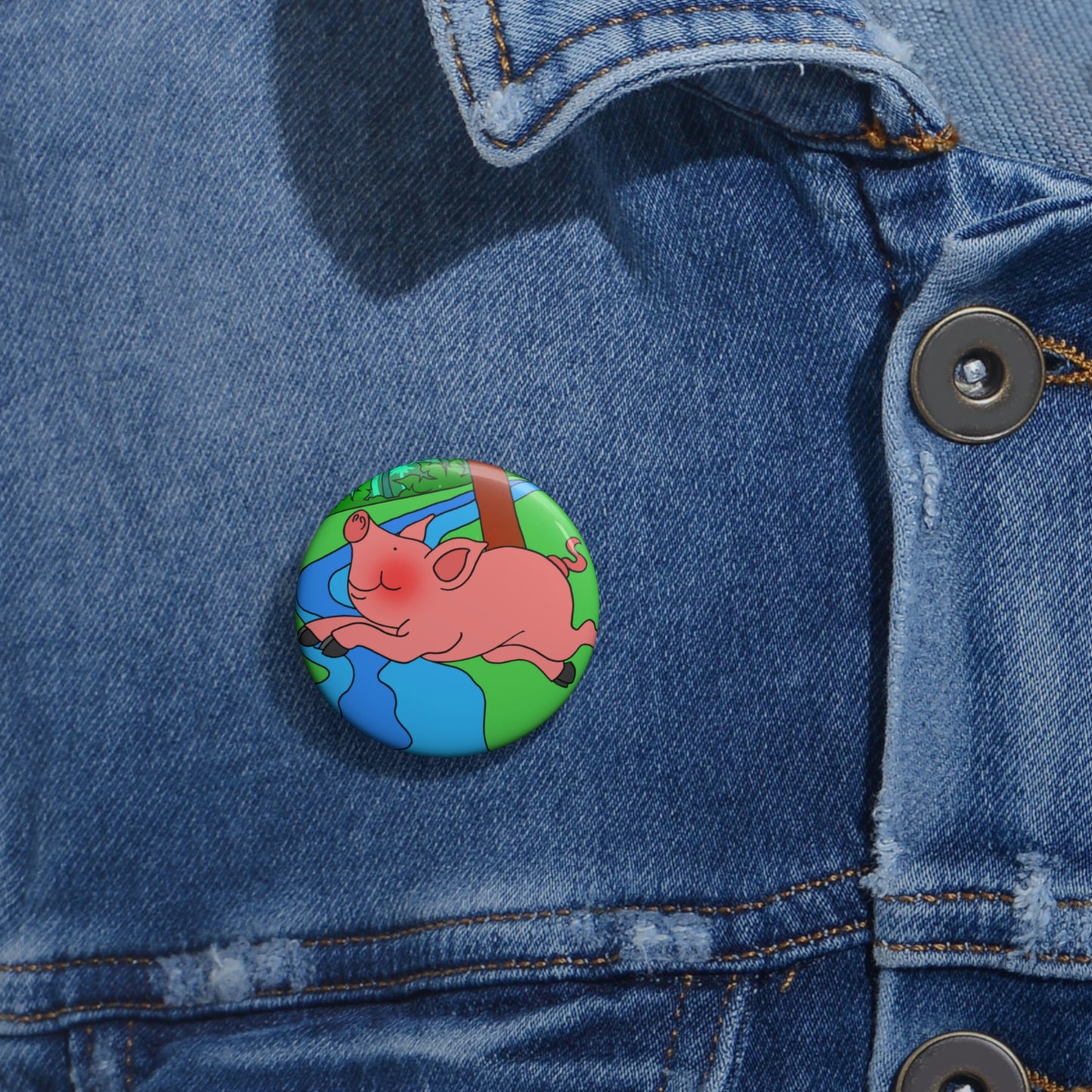 Anansi and the Market Pig! Custom Pin Buttons