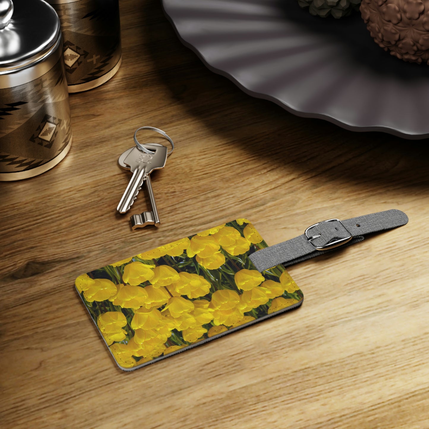 Flowers 23 Saffiano Polyester Luggage Tag, Rectangle