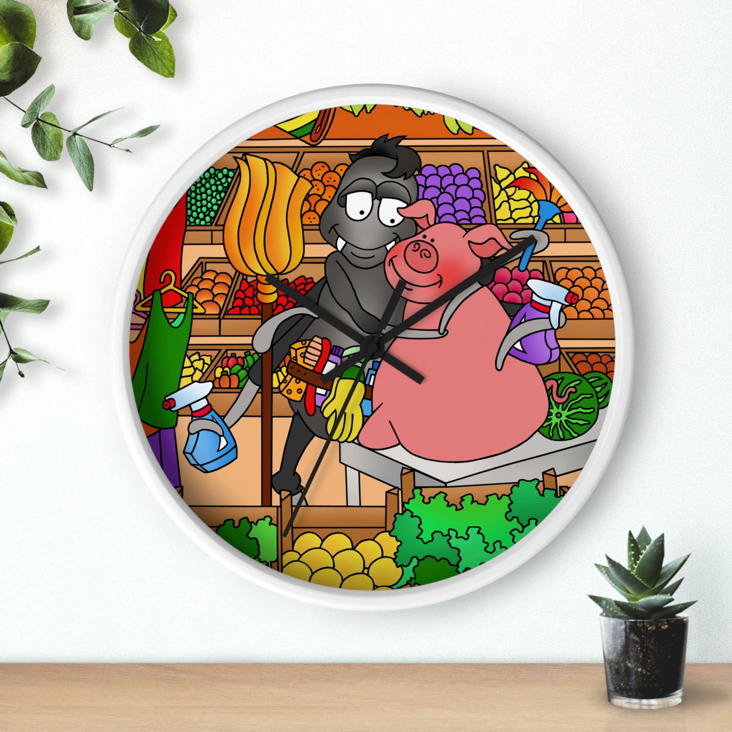 Anansi and the Market Pig Wall clock