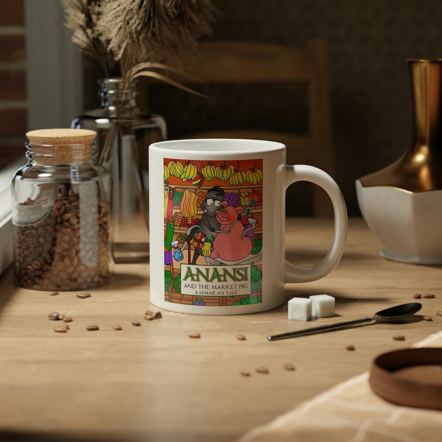 Anansi and the Market Pig Jumbo Mug, 20oz