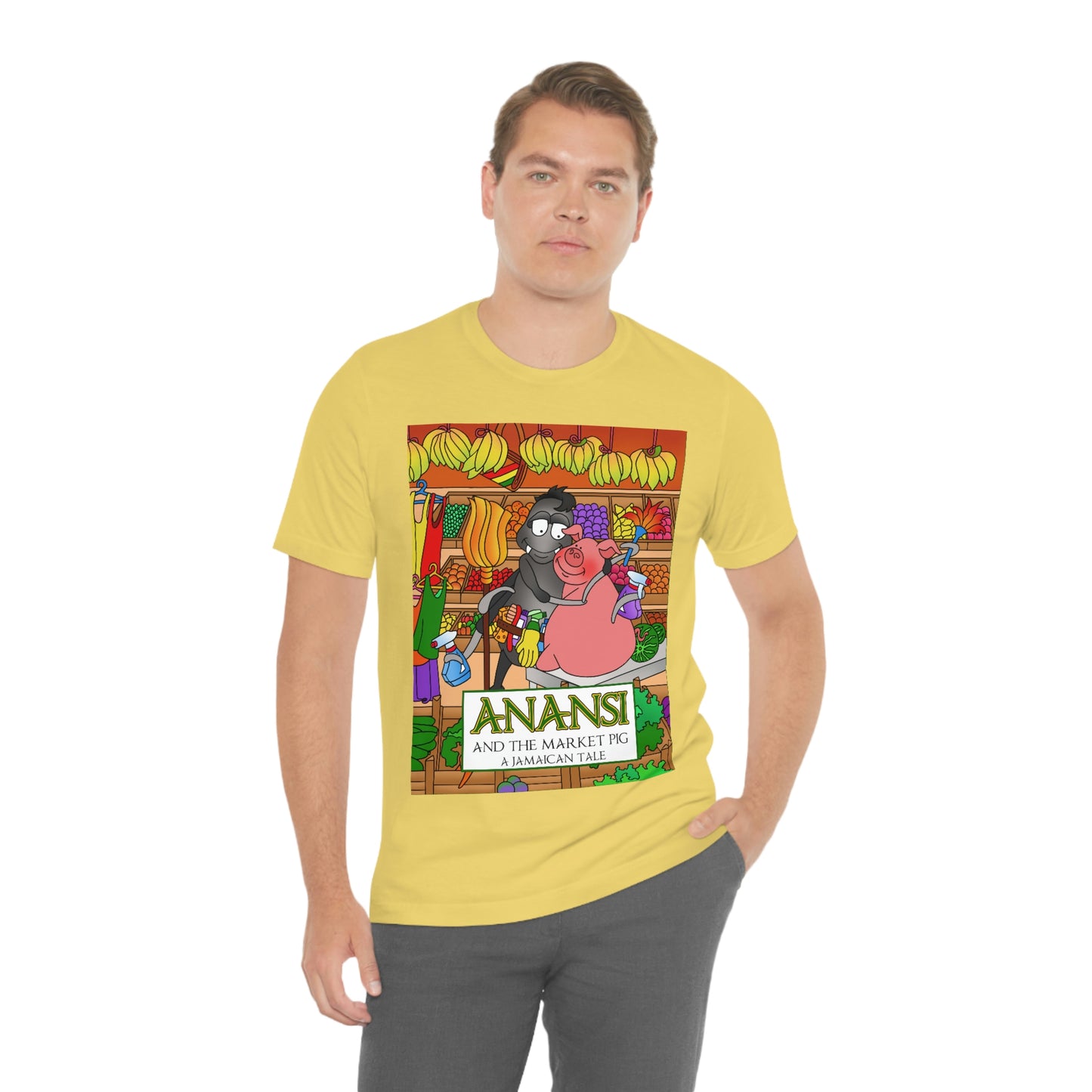 Anansi and the Market Pig Unisex Jersey Short Sleeve Tee