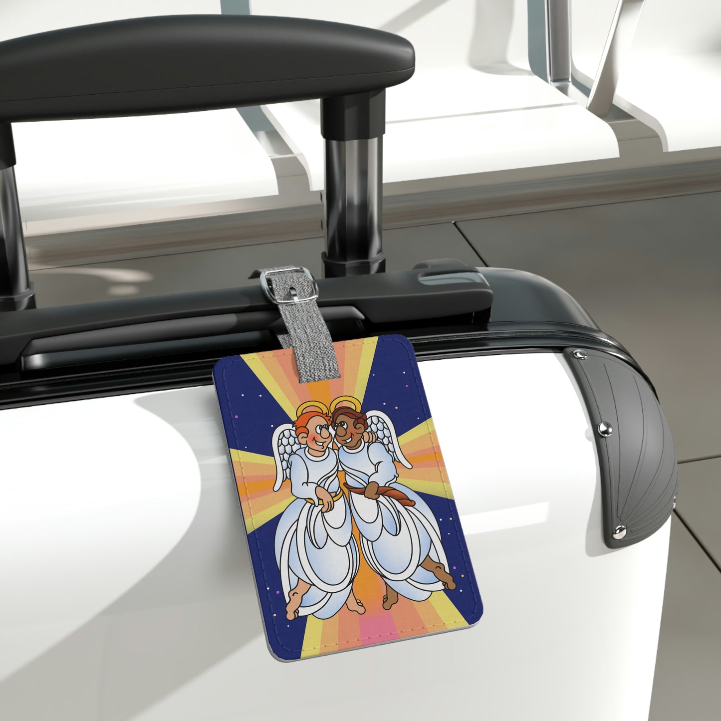Hark and Harold Angel Sing Saffiano Polyester Luggage Tag, Rectangle