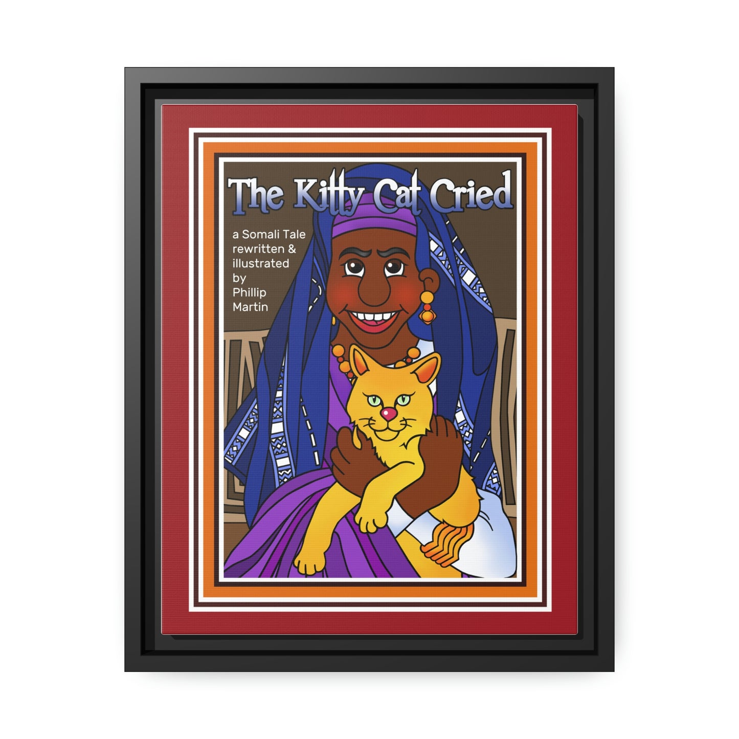 The Kitty Cat Cried Matte Canvas, Black Frame