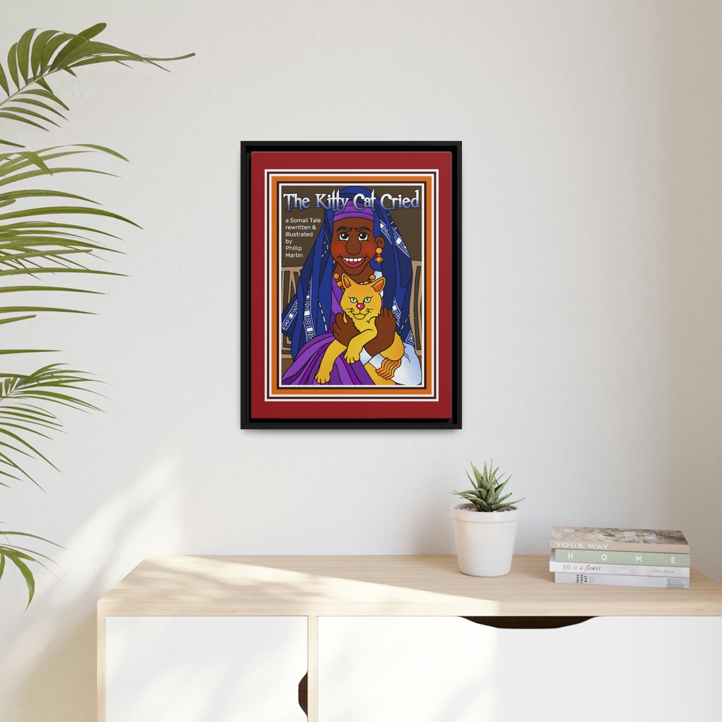 The Kitty Cat Cried Matte Canvas, Black Frame
