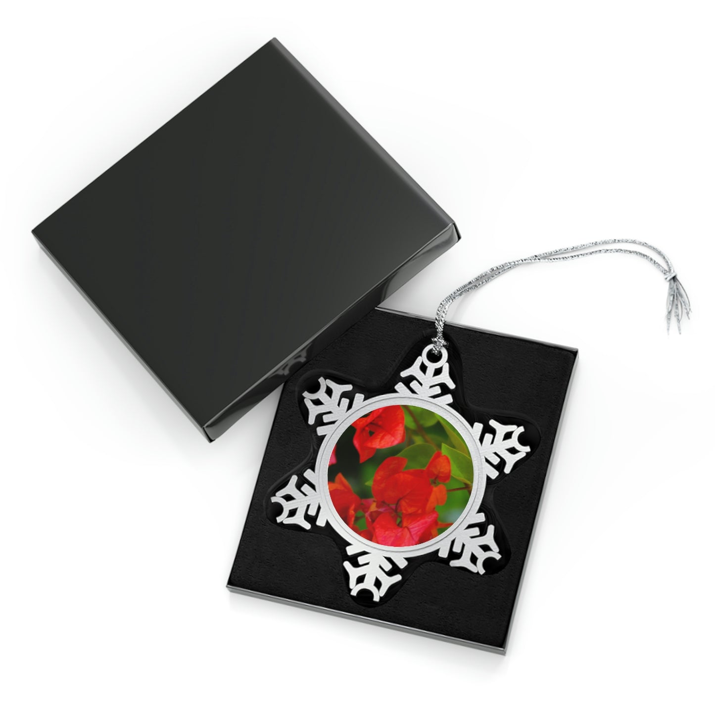 Flowers 29 Pewter Snowflake Ornament