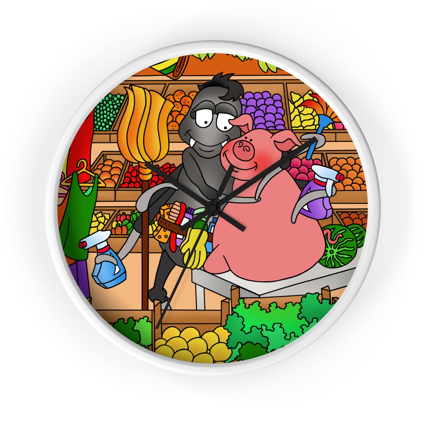 Anansi and the Market Pig Wall clock