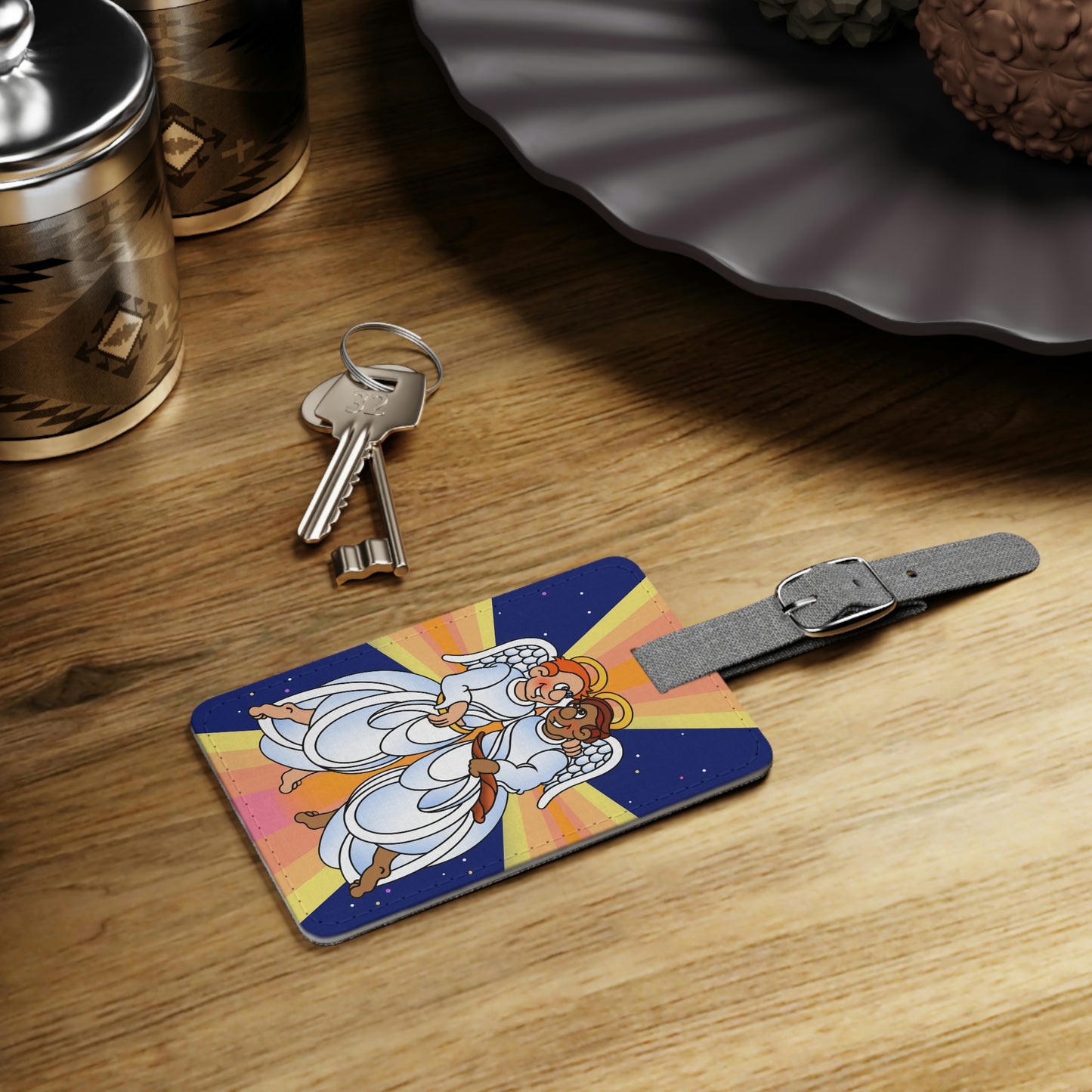 Hark and Harold Angel Sing Saffiano Polyester Luggage Tag, Rectangle