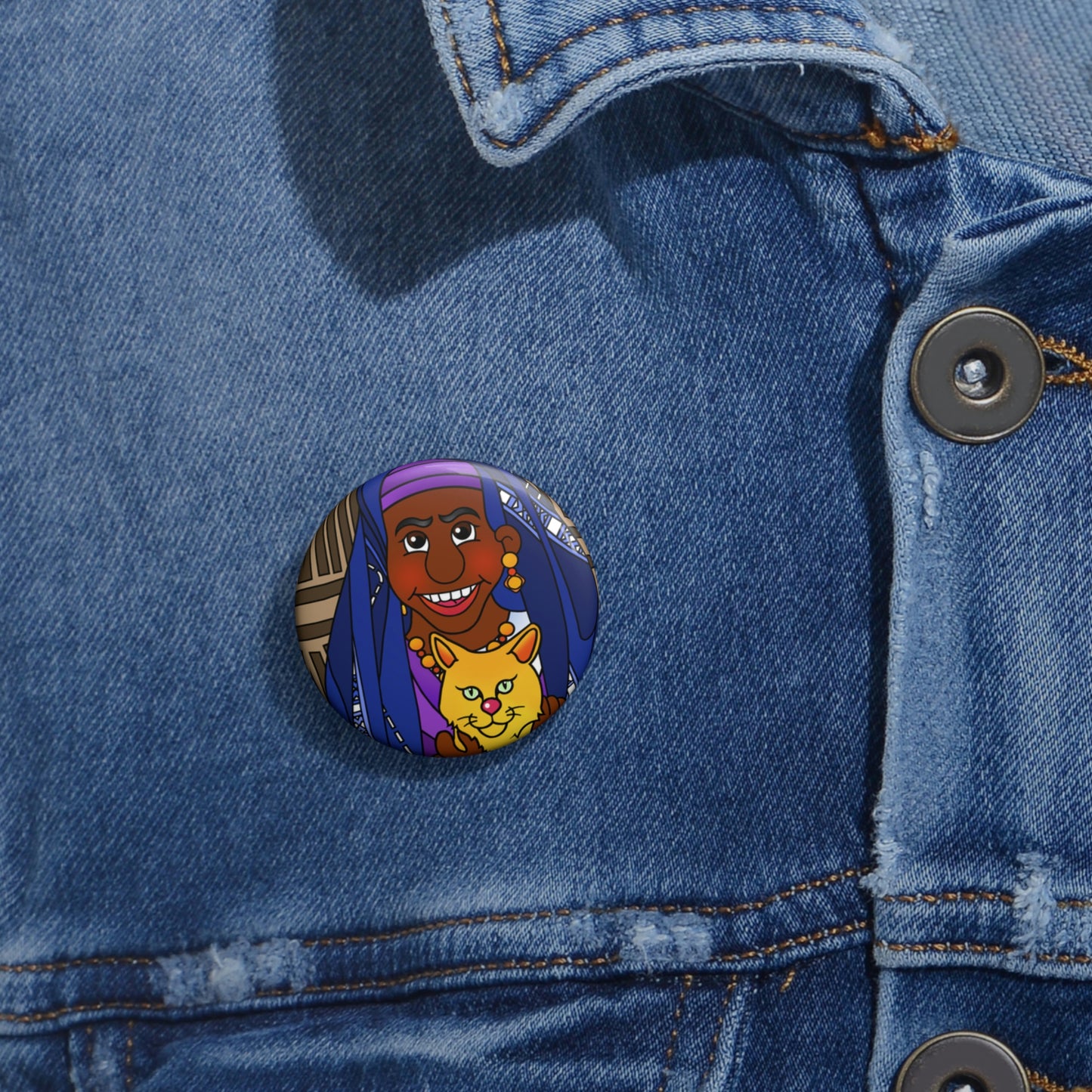 The Kitty Cat Cried Custom Pin Buttons