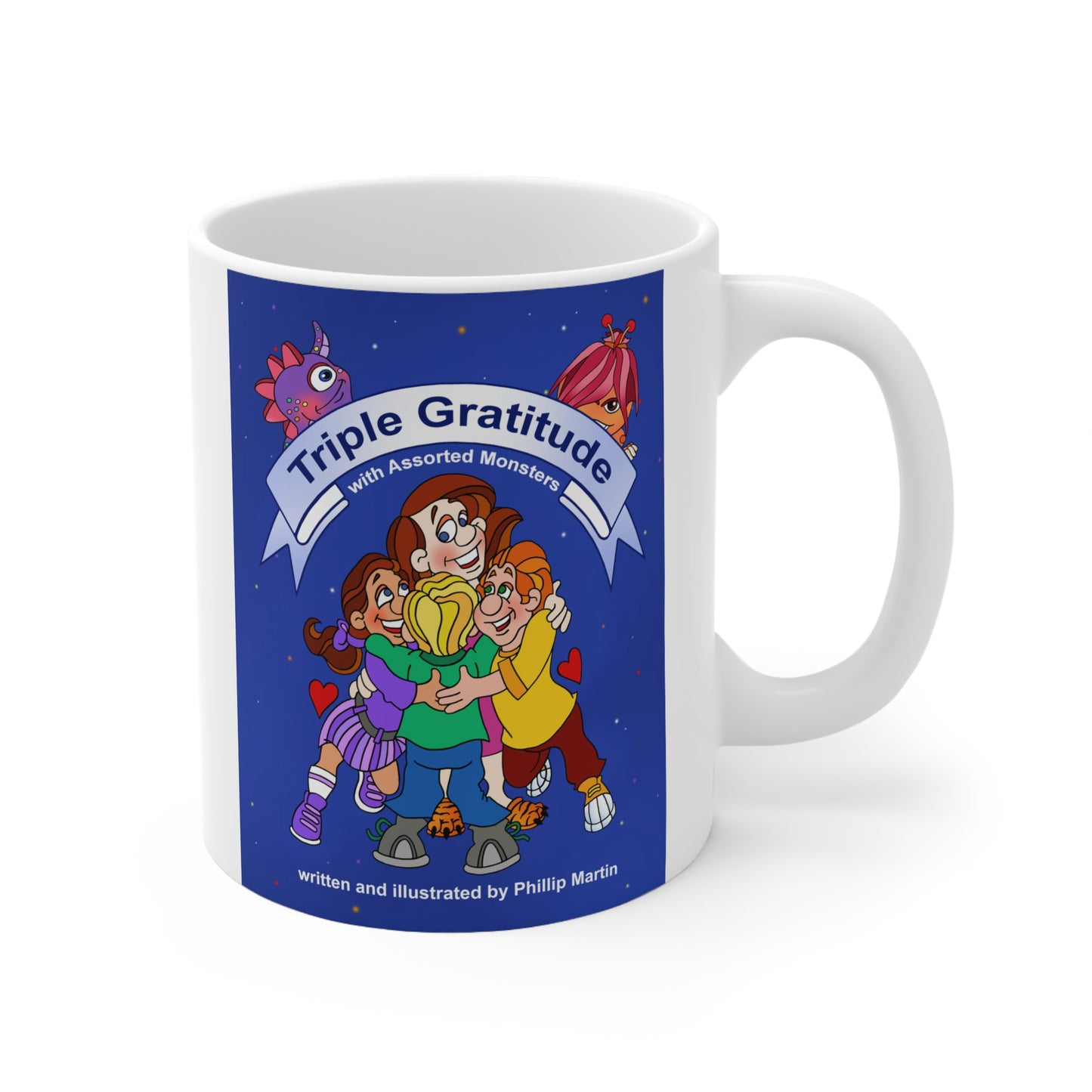 Triple Gratitude with Assorted Monsters Ceramic Mug 11oz