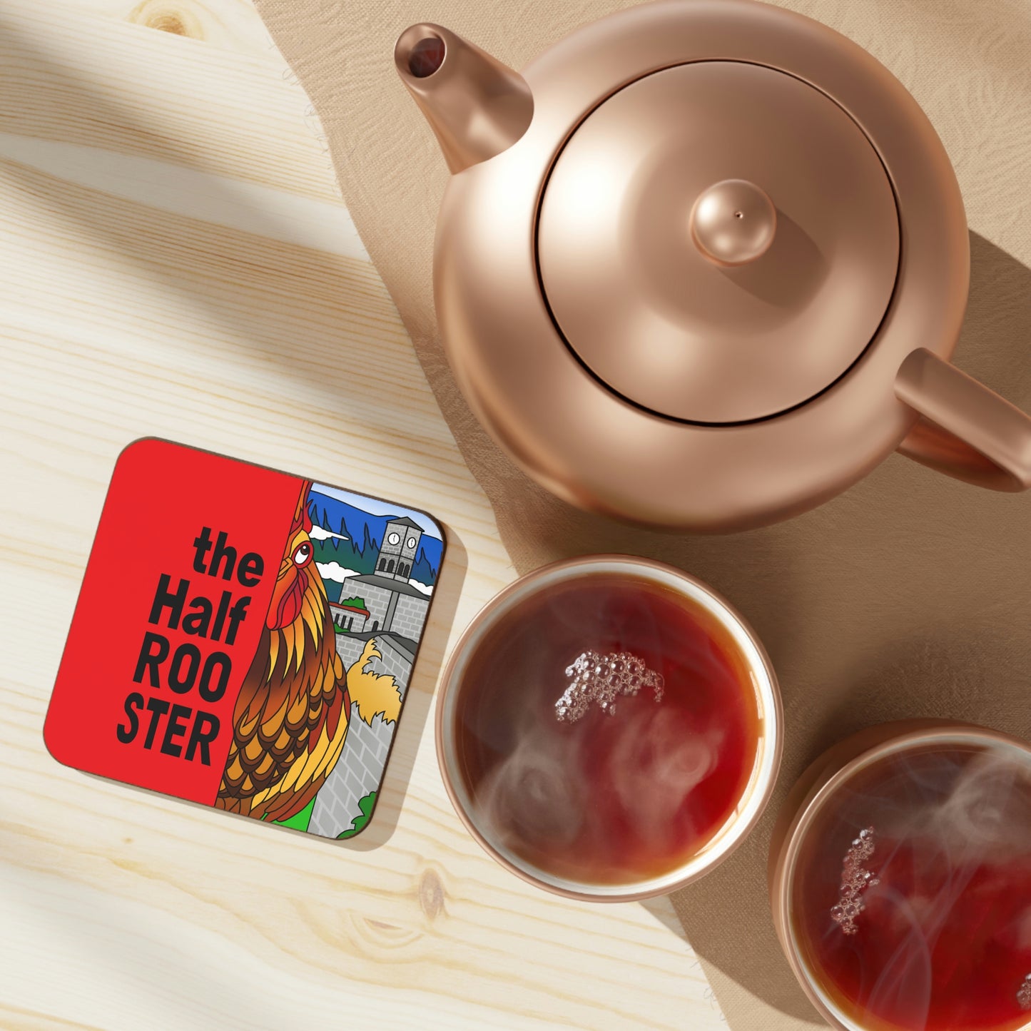 The Half Rooster Hardboard Back Coaster