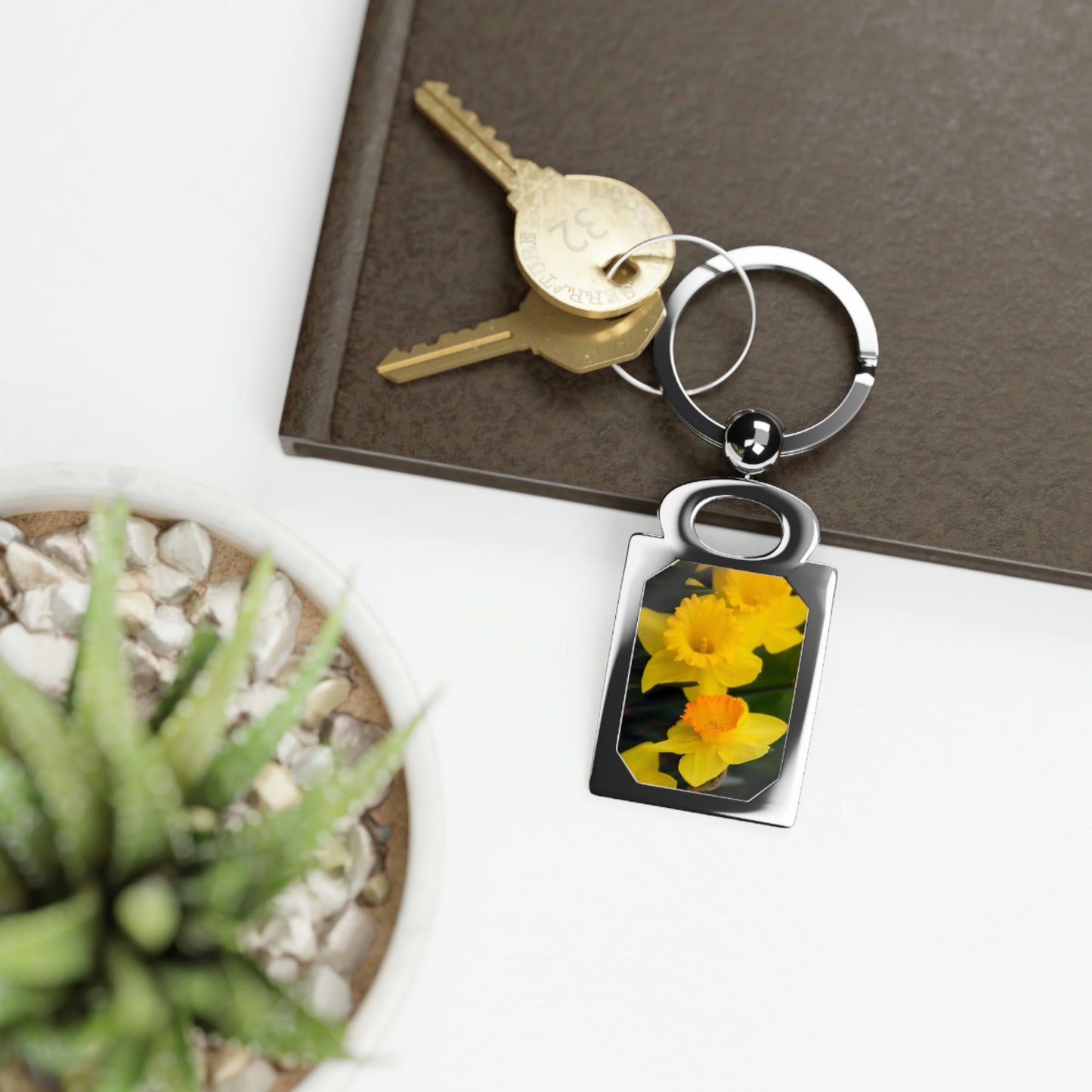 Flowers 10 Rectangle Photo Keyring