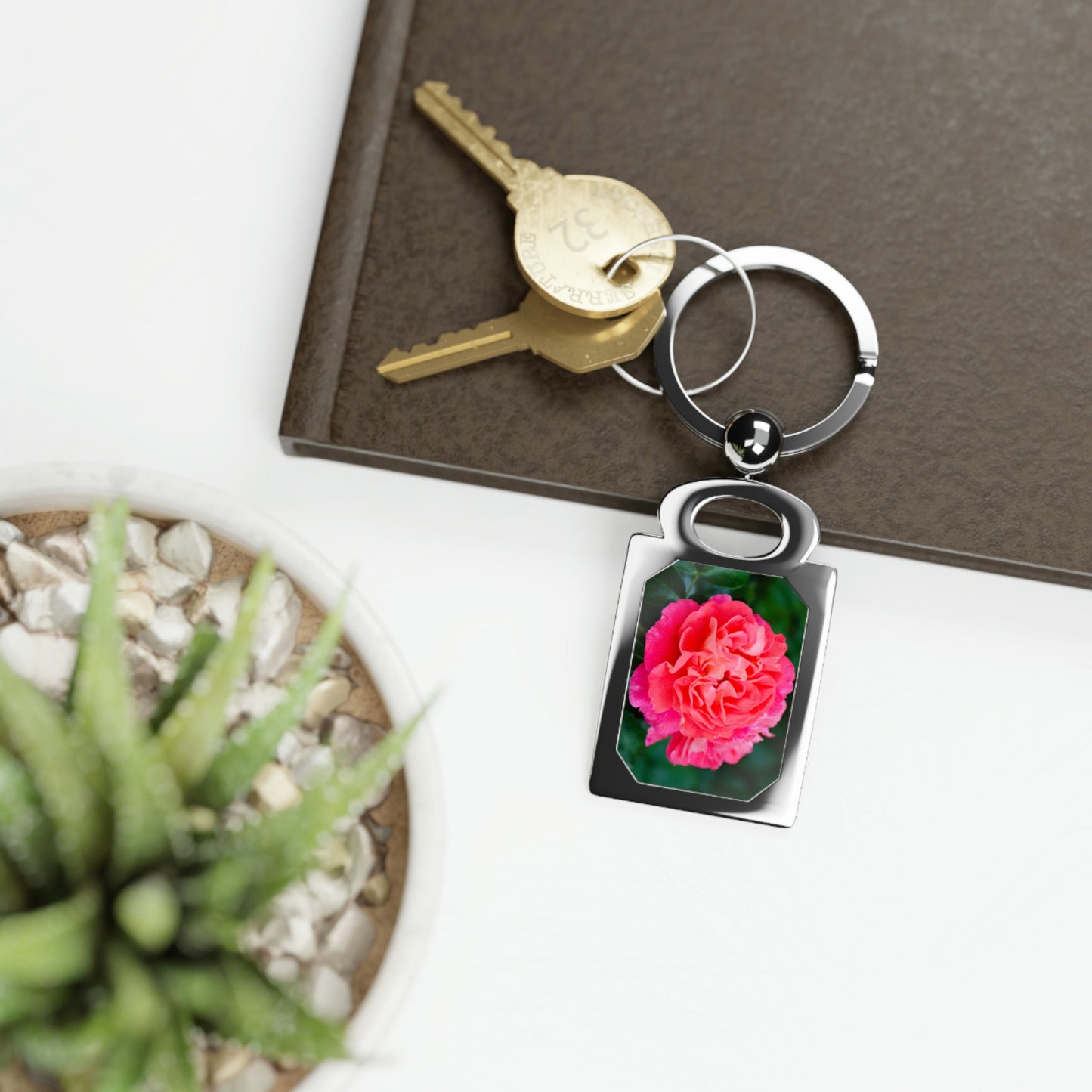 Flowers 08 Rectangle Photo Keyring