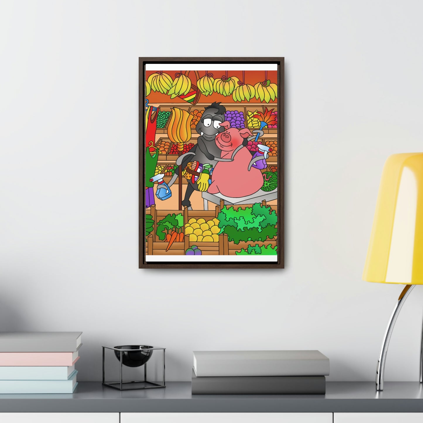 Anansi and the Market Pig Gallery Canvas Wraps, Vertical Frame