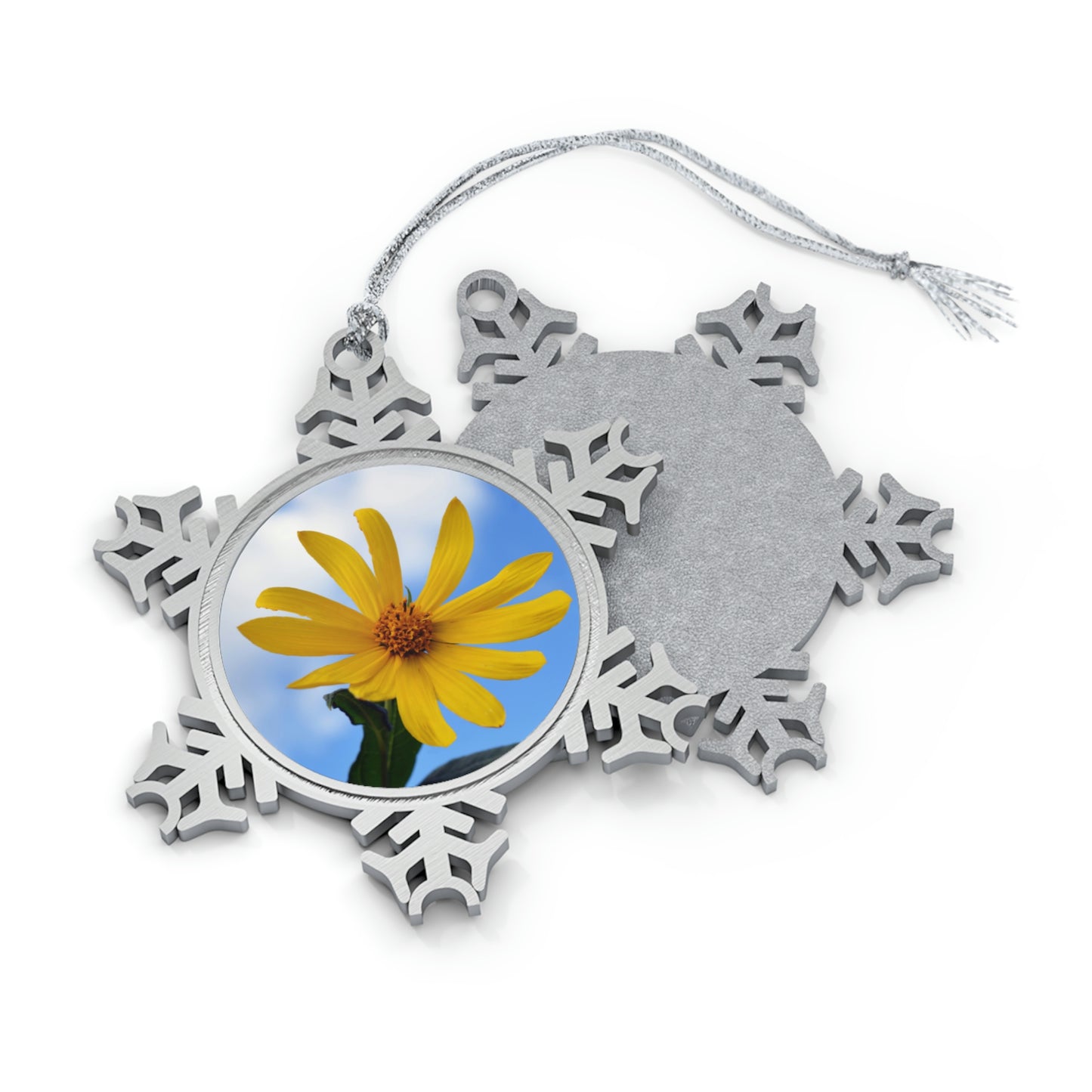 Flowers 31 Pewter Snowflake Ornament