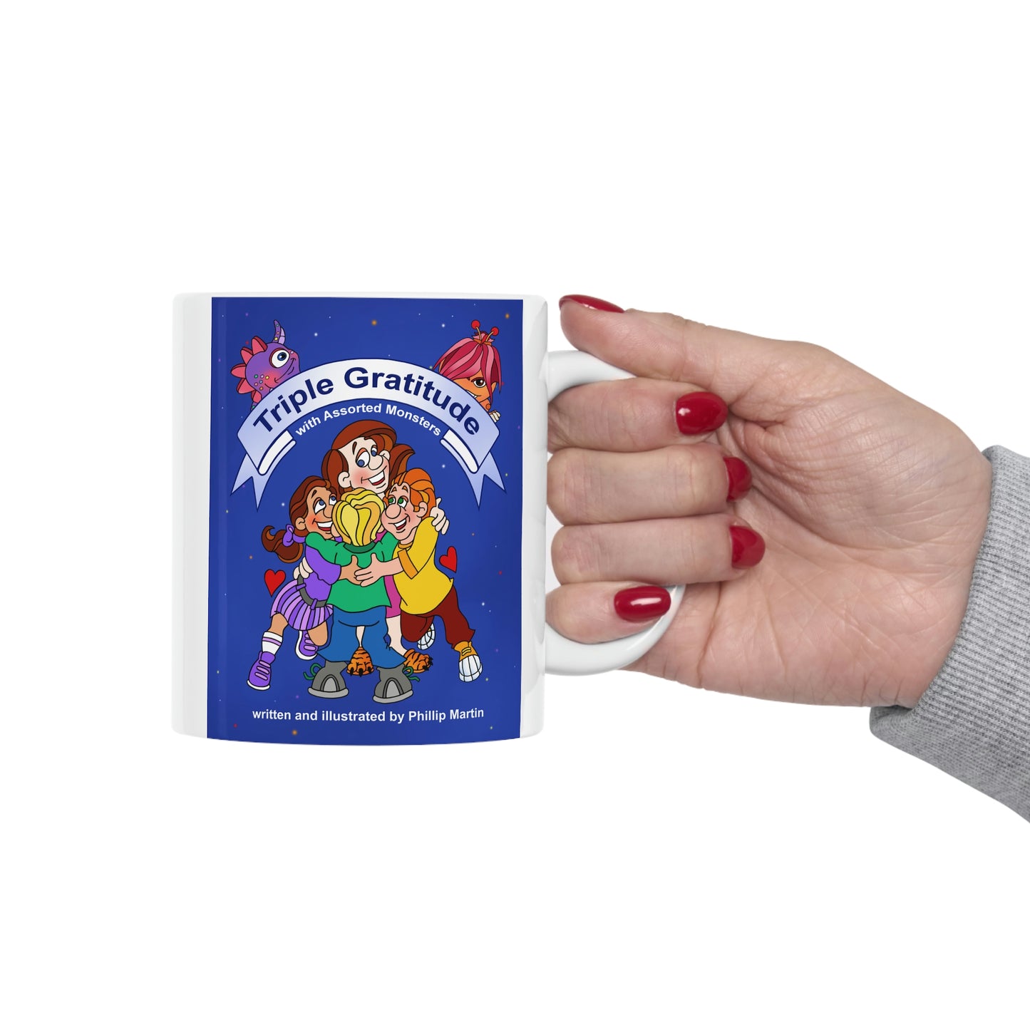 Triple Gratitude with Assorted Monsters Ceramic Mug 11oz