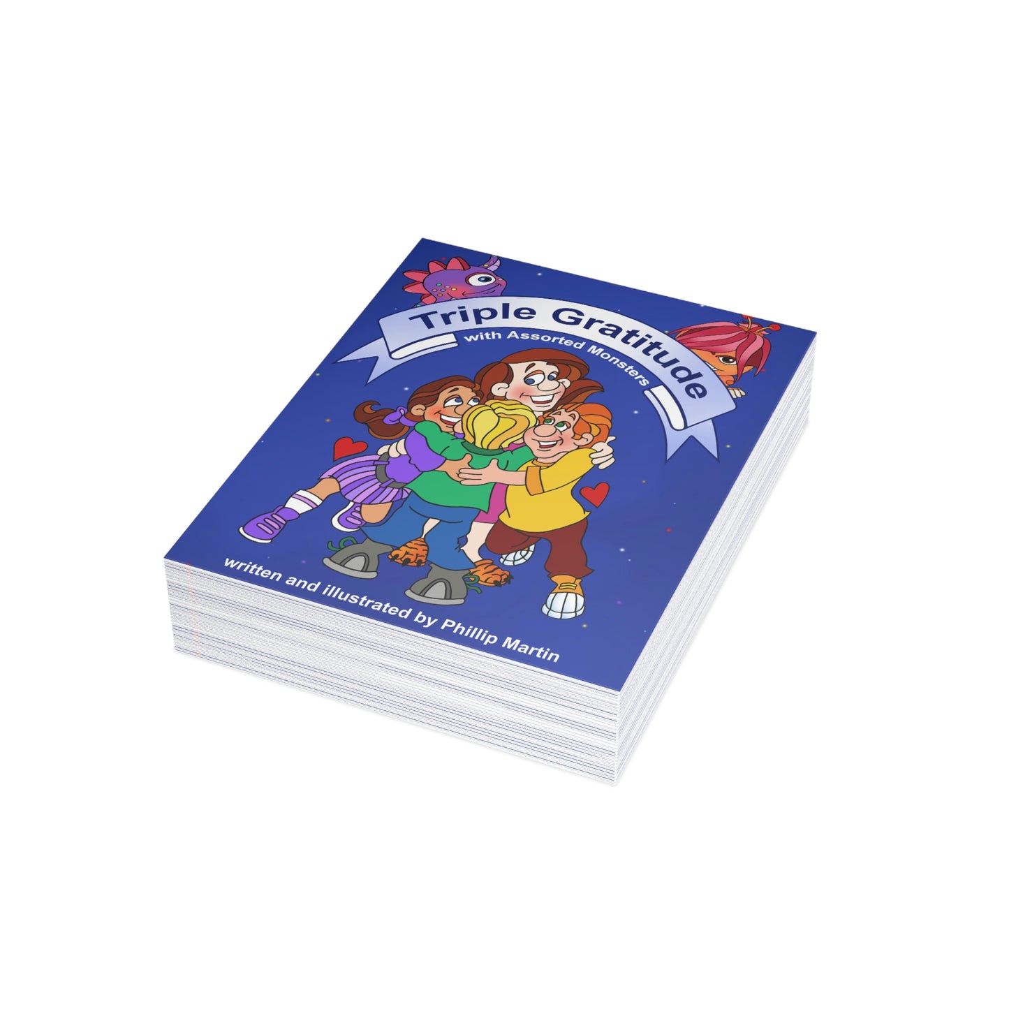 Triple Gratitude with Assorted Monsters Greeting Cards (1, 10, 30, and 50pcs)