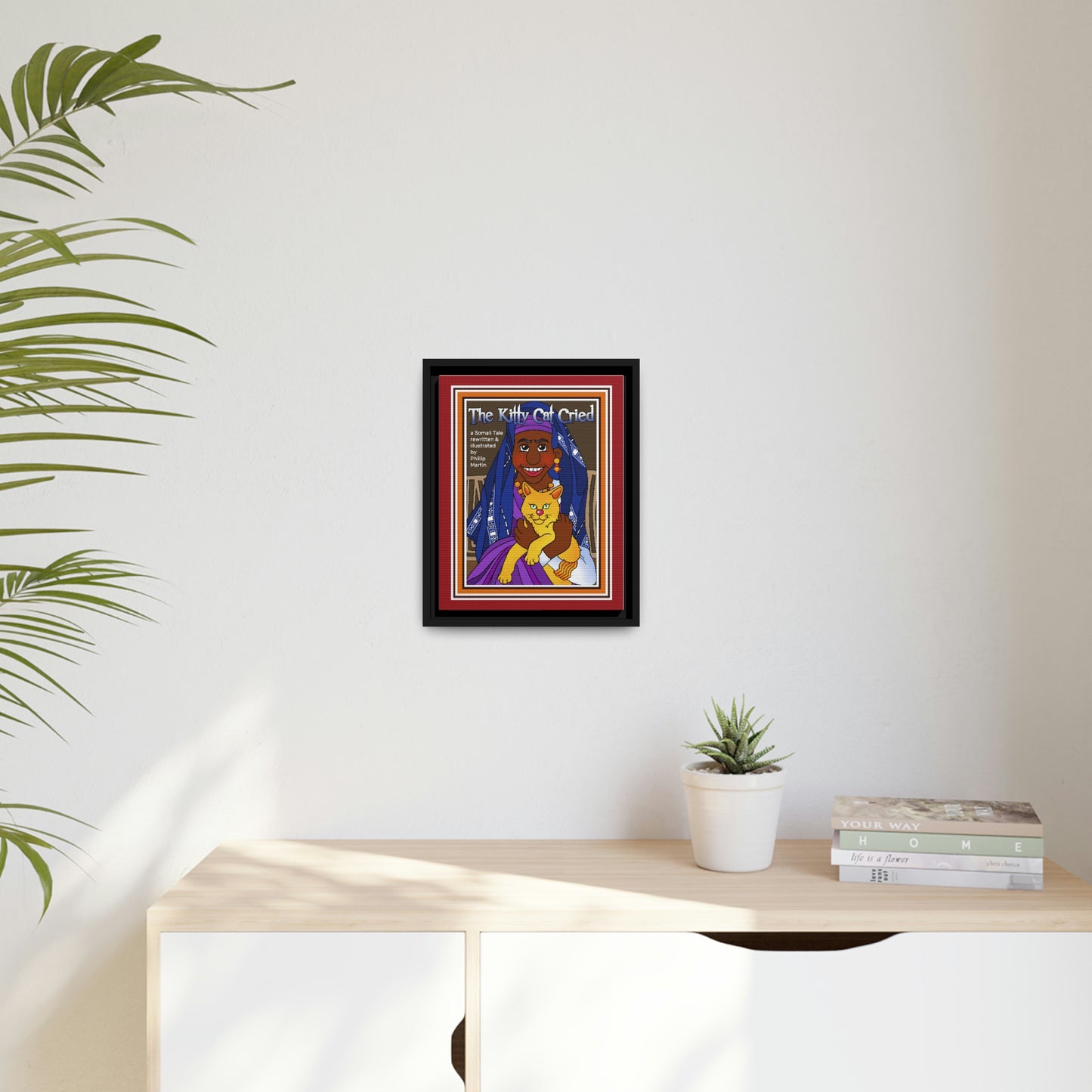 The Kitty Cat Cried Matte Canvas, Black Frame