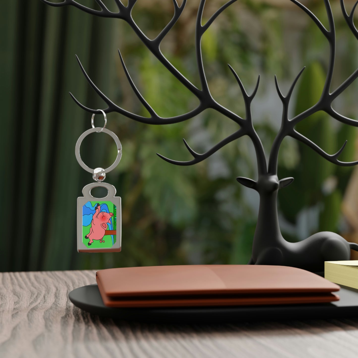 Anansi and the Market Pig! Rectangle Photo Keyring