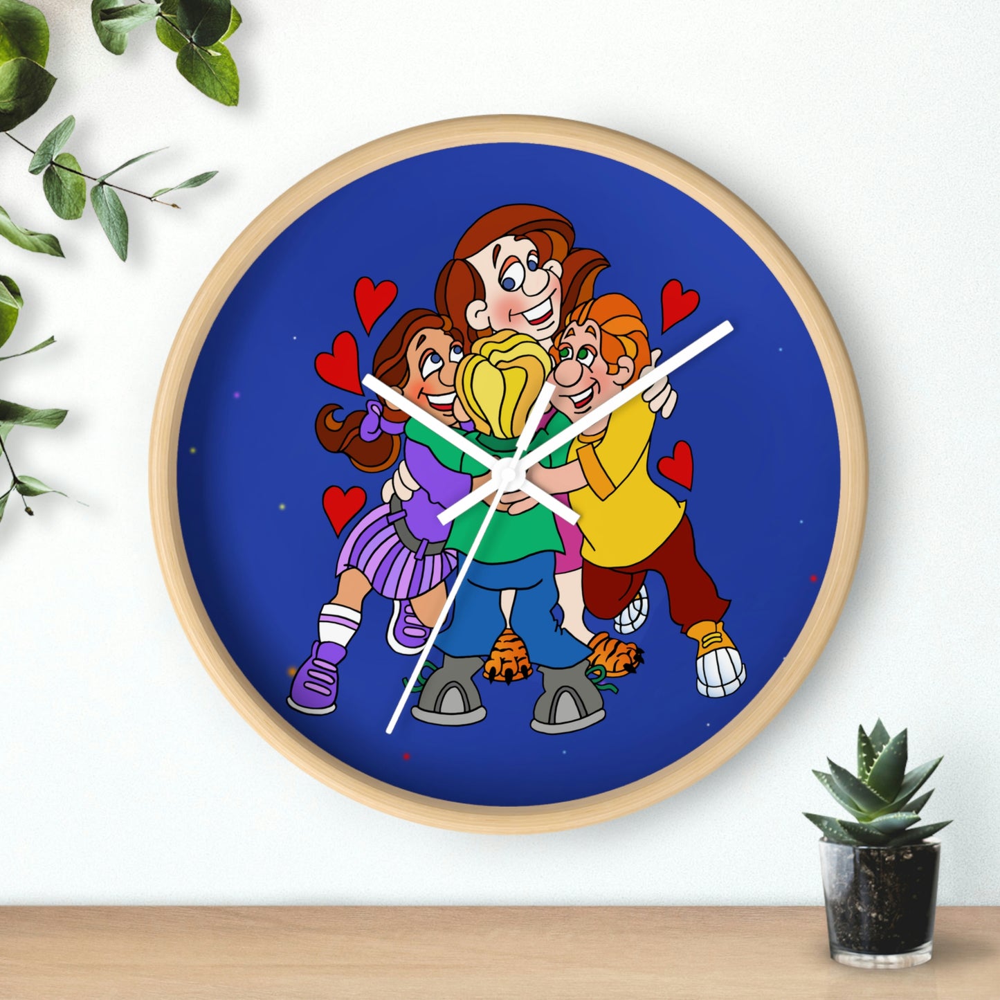 Triple Gratitude with Assorted Monsters Wall clock