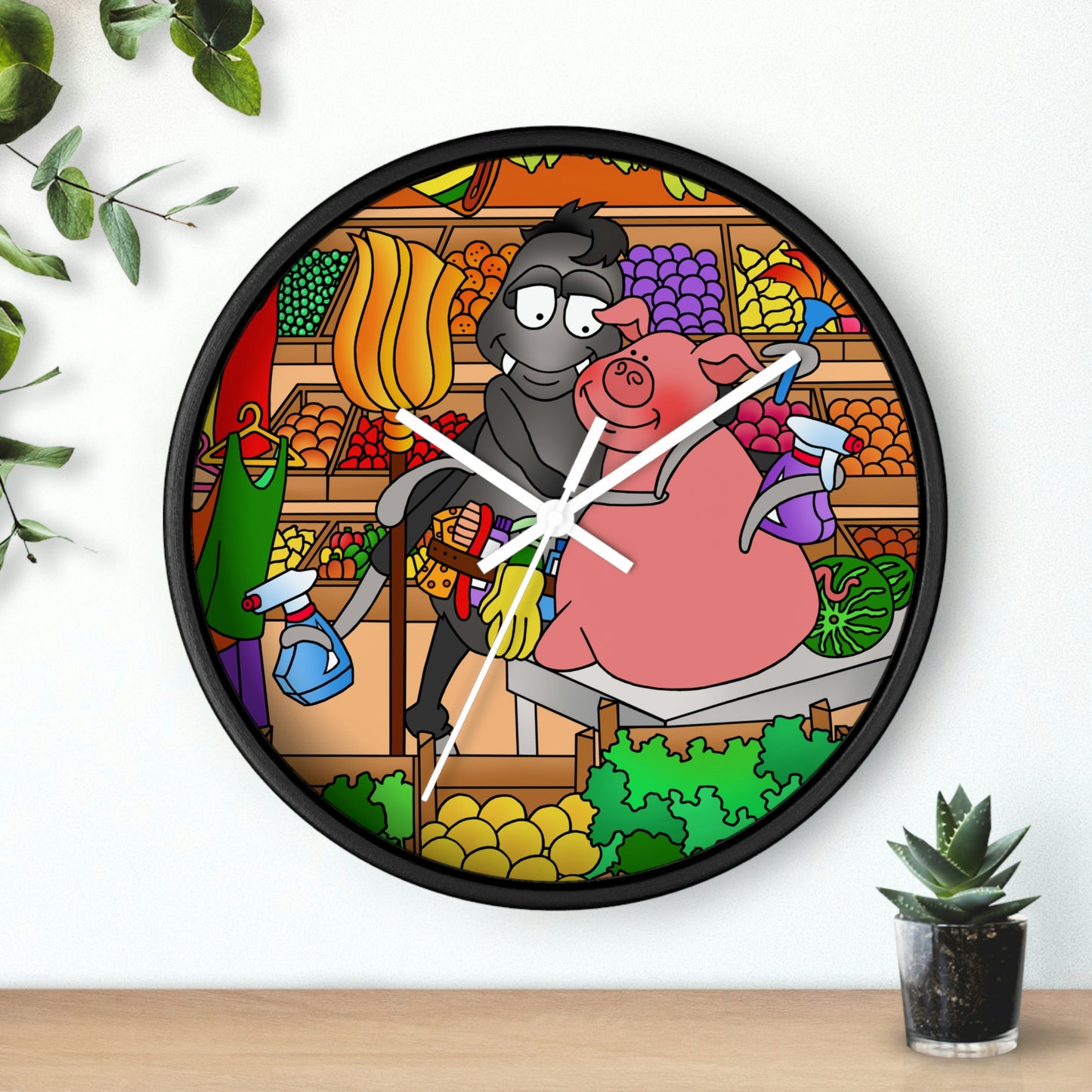 Anansi and the Market Pig Wall clock