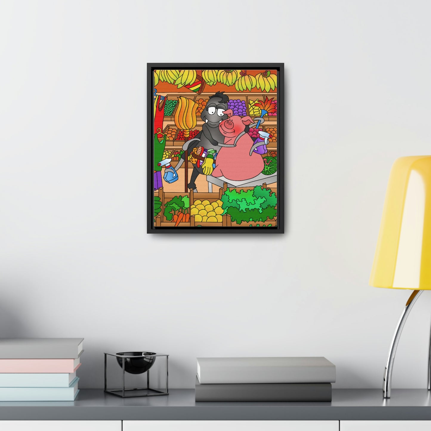 Anansi and the Market Pig Gallery Canvas Wraps, Vertical Frame