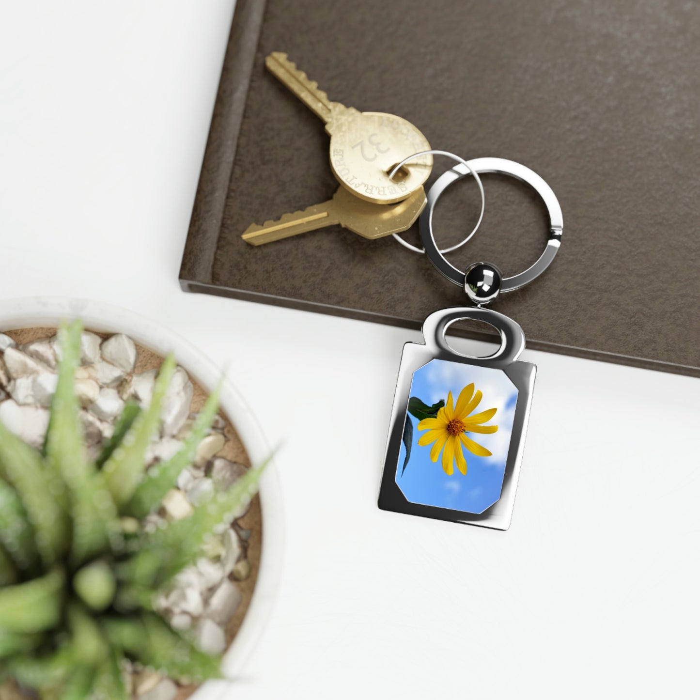 Flowers 32 Rectangle Photo Keyring