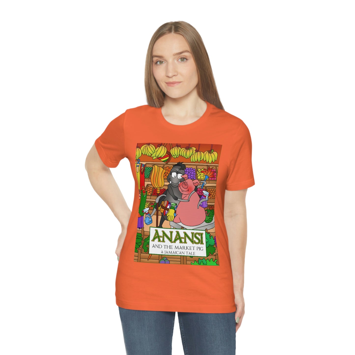 Anansi and the Market Pig Unisex Jersey Short Sleeve Tee