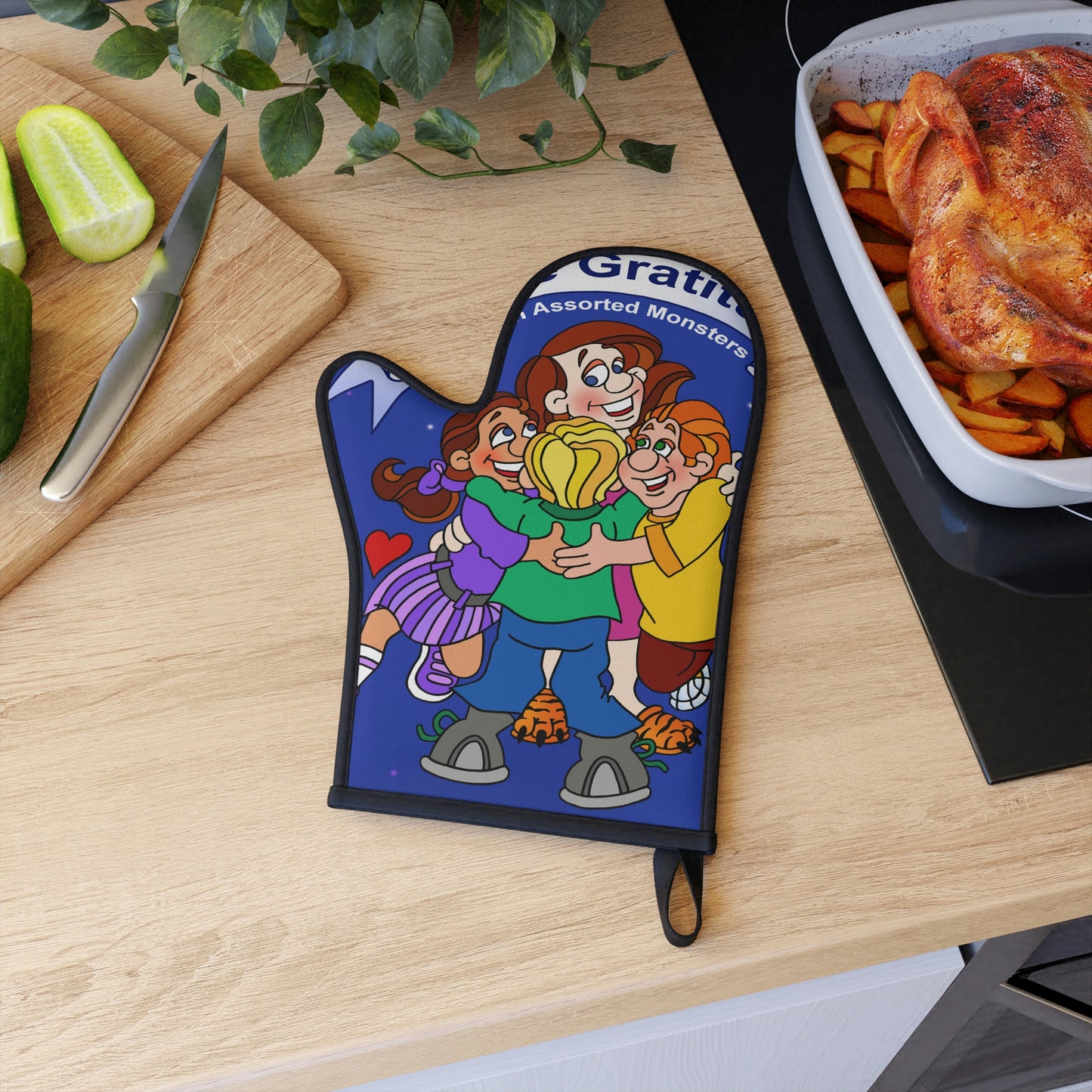 Triple Gratitude with Assorted Monsters Oven Glove