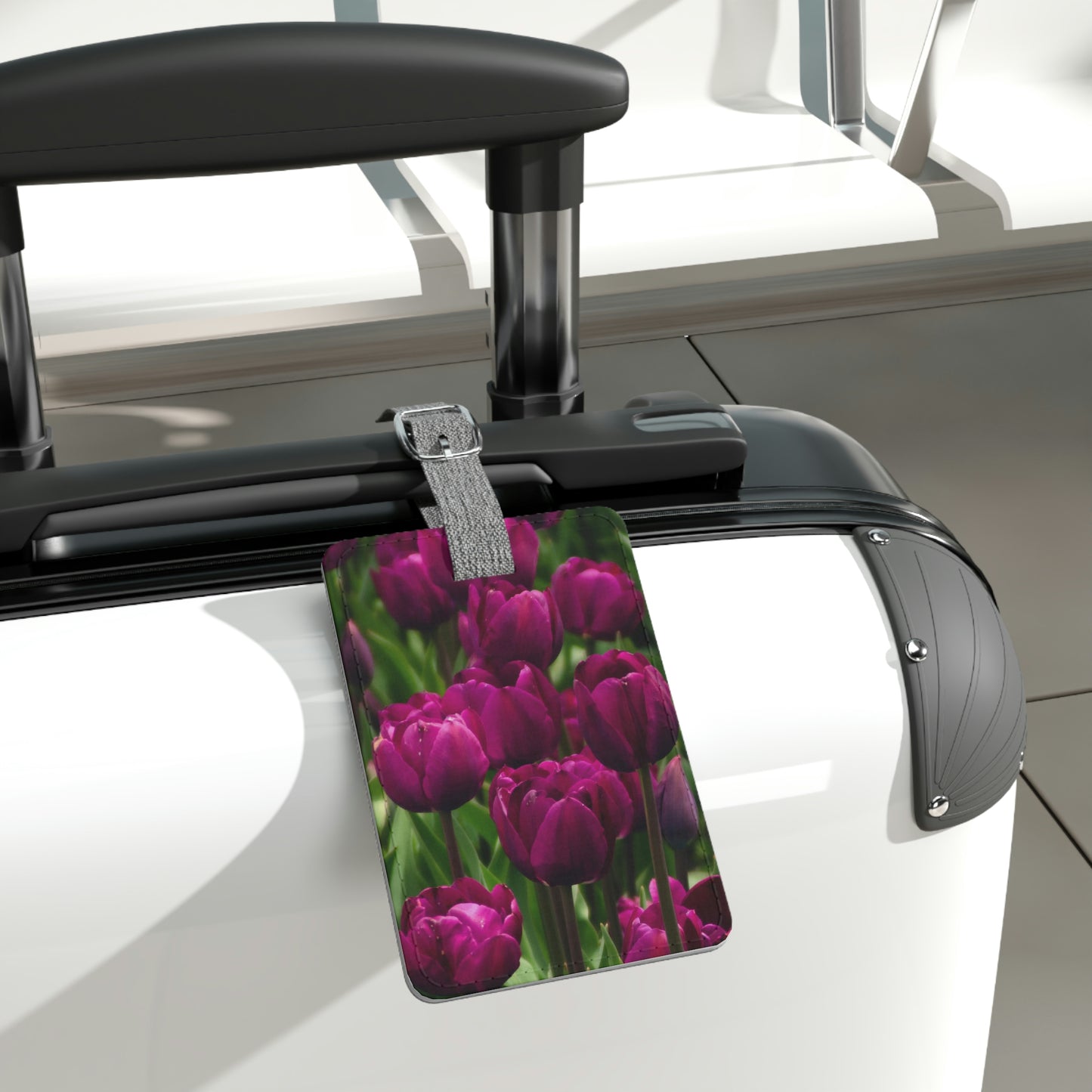 Flowers 20 Saffiano Polyester Luggage Tag, Rectangle