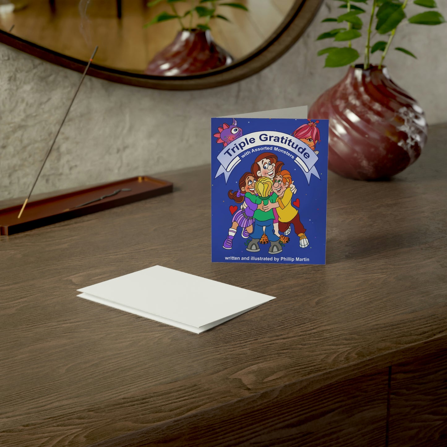 Triple Gratitude with Assorted Monsters Greeting Cards (1, 10, 30, and 50pcs)