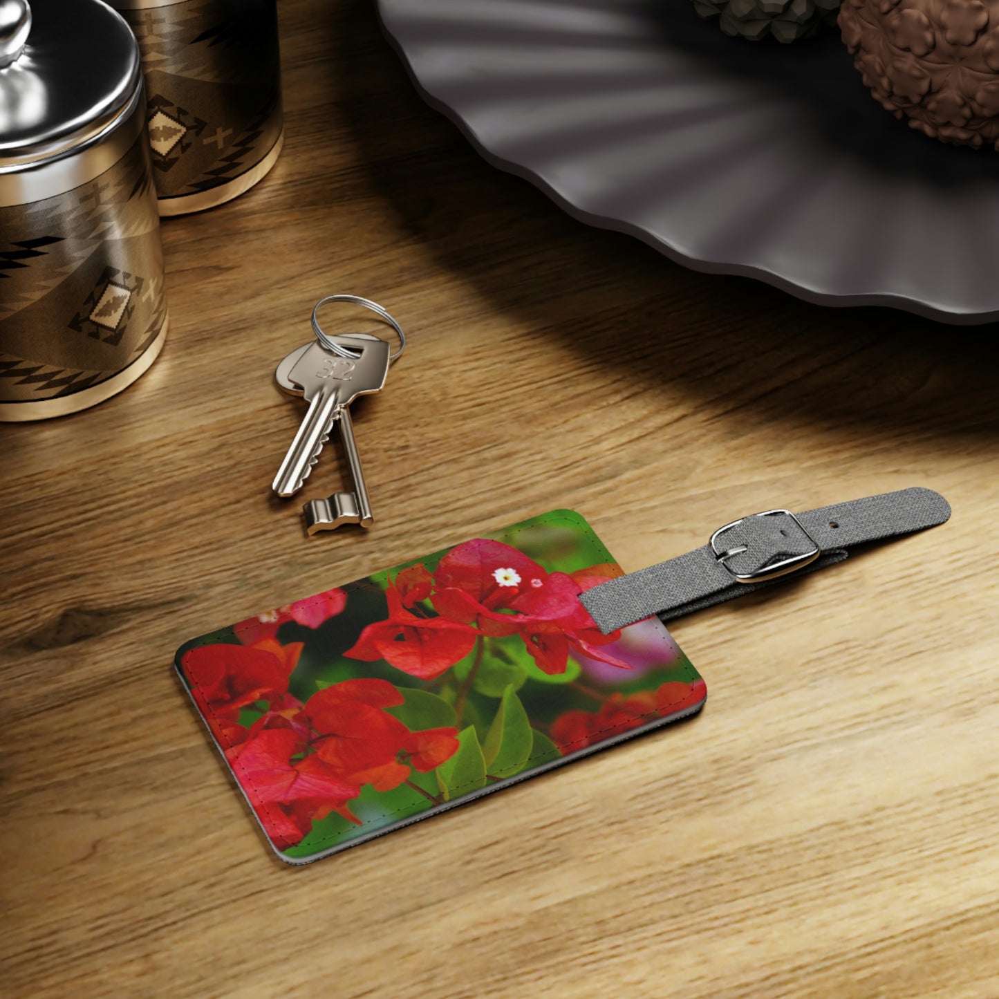 Flowers 28 Saffiano Polyester Luggage Tag, Rectangle